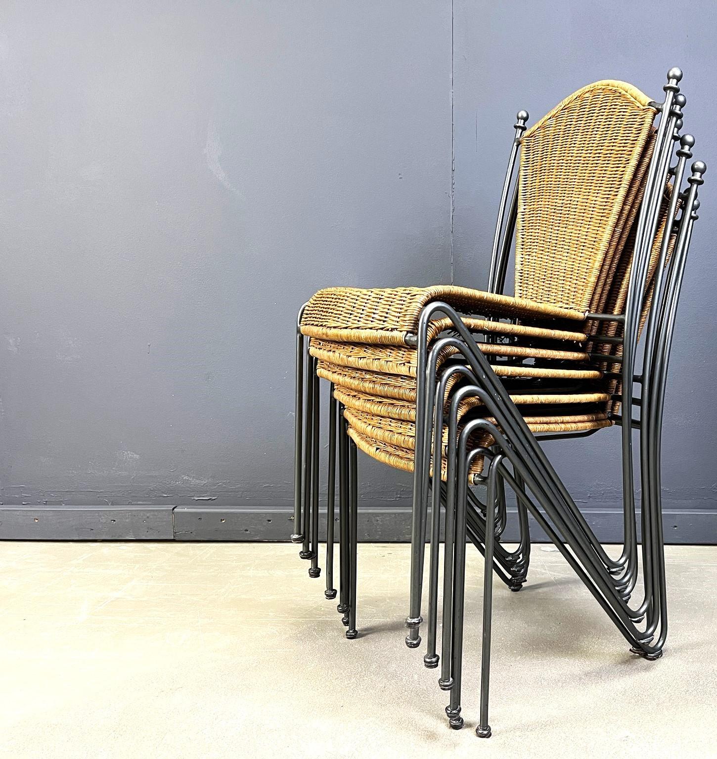 Wicker Chairs by Frederick Weinberg, 1960s, Set of 7 2