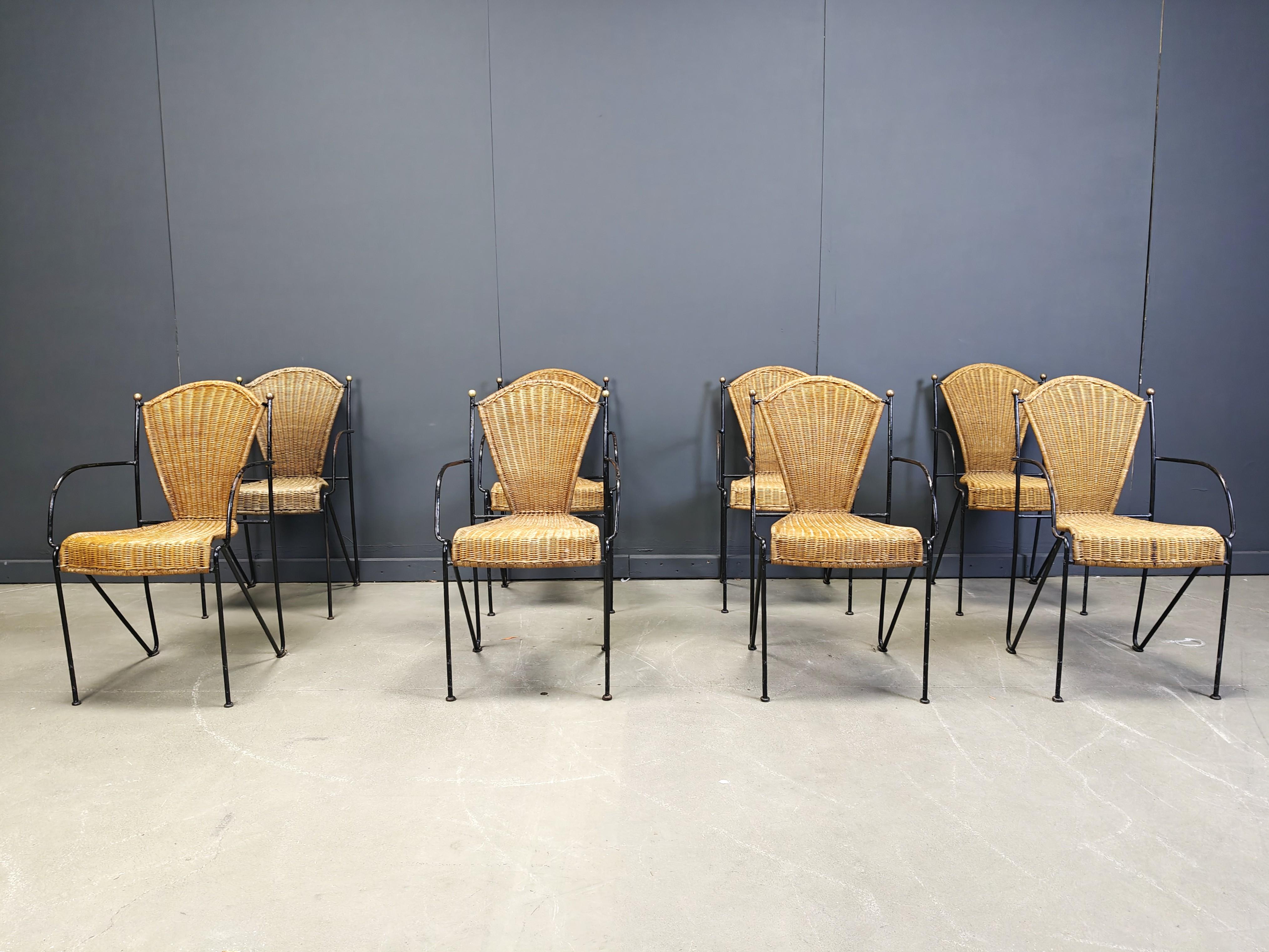 Sedie in vimini di Frederick Weinberg, anni '60, set di 8 pezzi in vendita 7