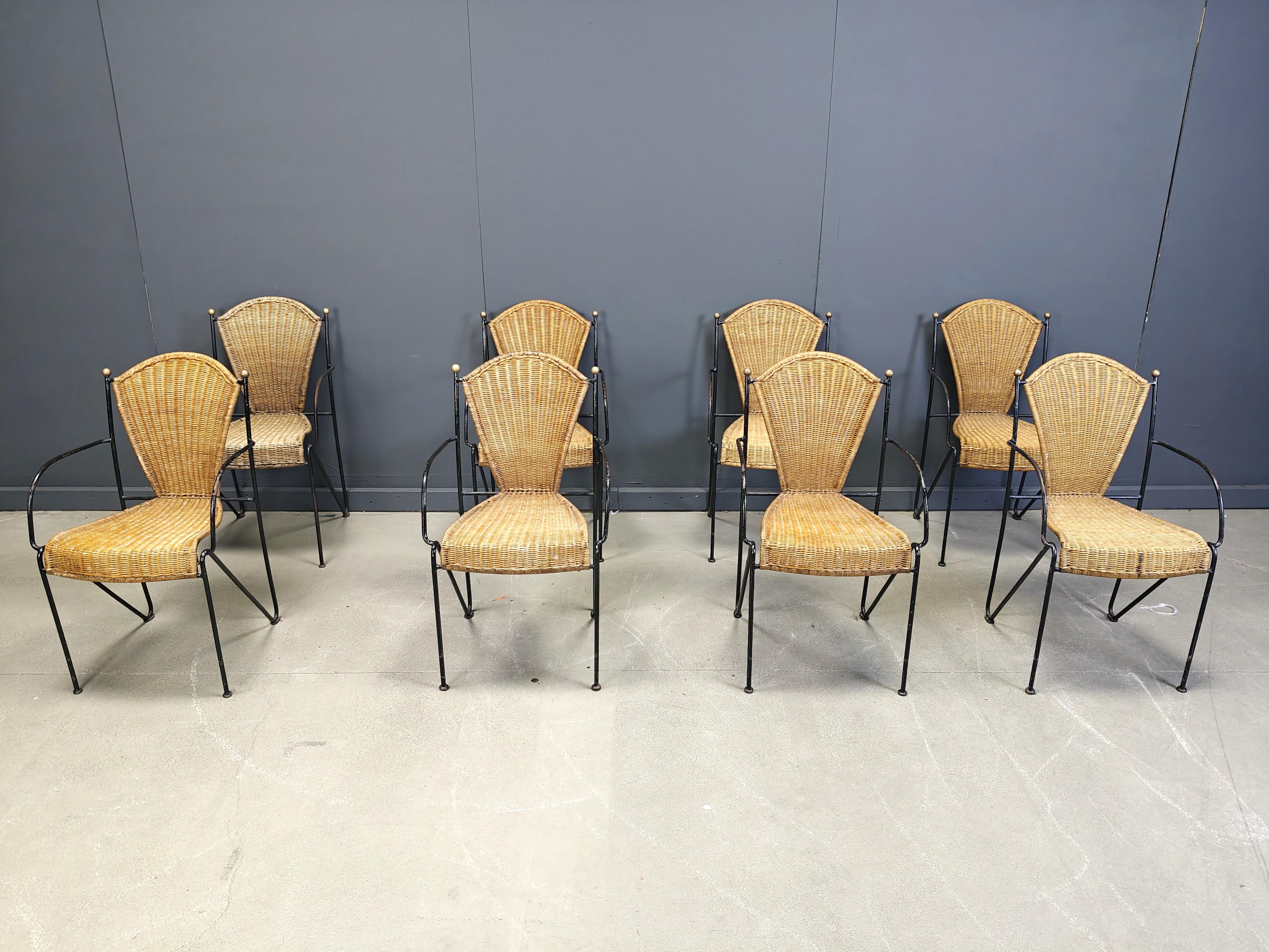 Sedie in vimini di Frederick Weinberg, anni '60, set di 8 pezzi in vendita 8