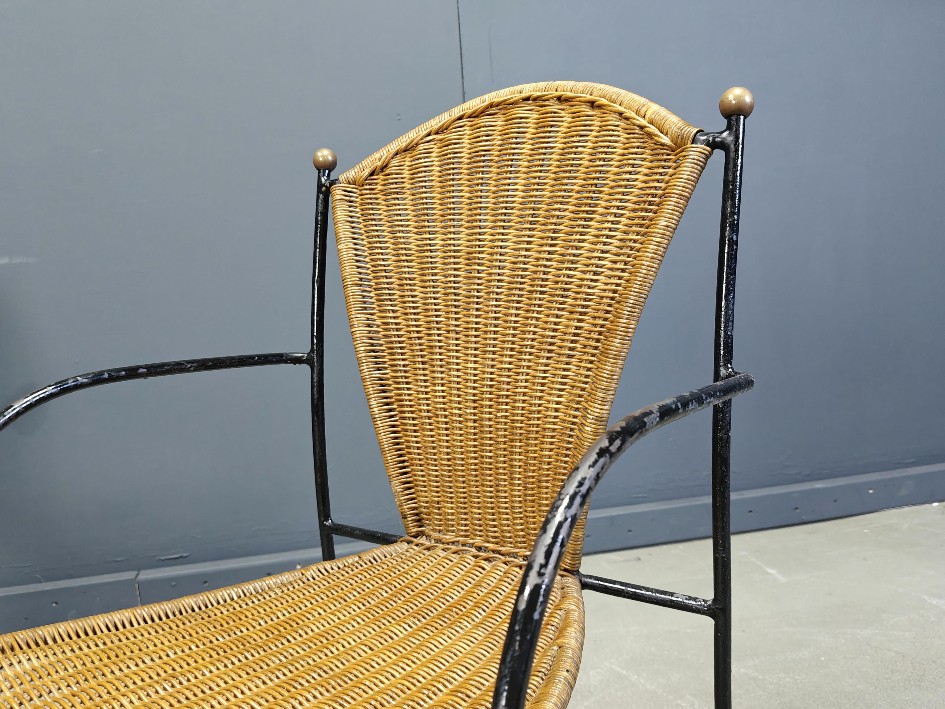 Sedie in vimini di Frederick Weinberg, anni '60, set di 8 pezzi In condizioni buone in vendita a Leuven, Vlaams Gewest