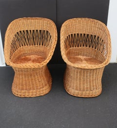 Wicker Chairs, Pair
