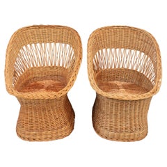 Wicker Chairs, Pair