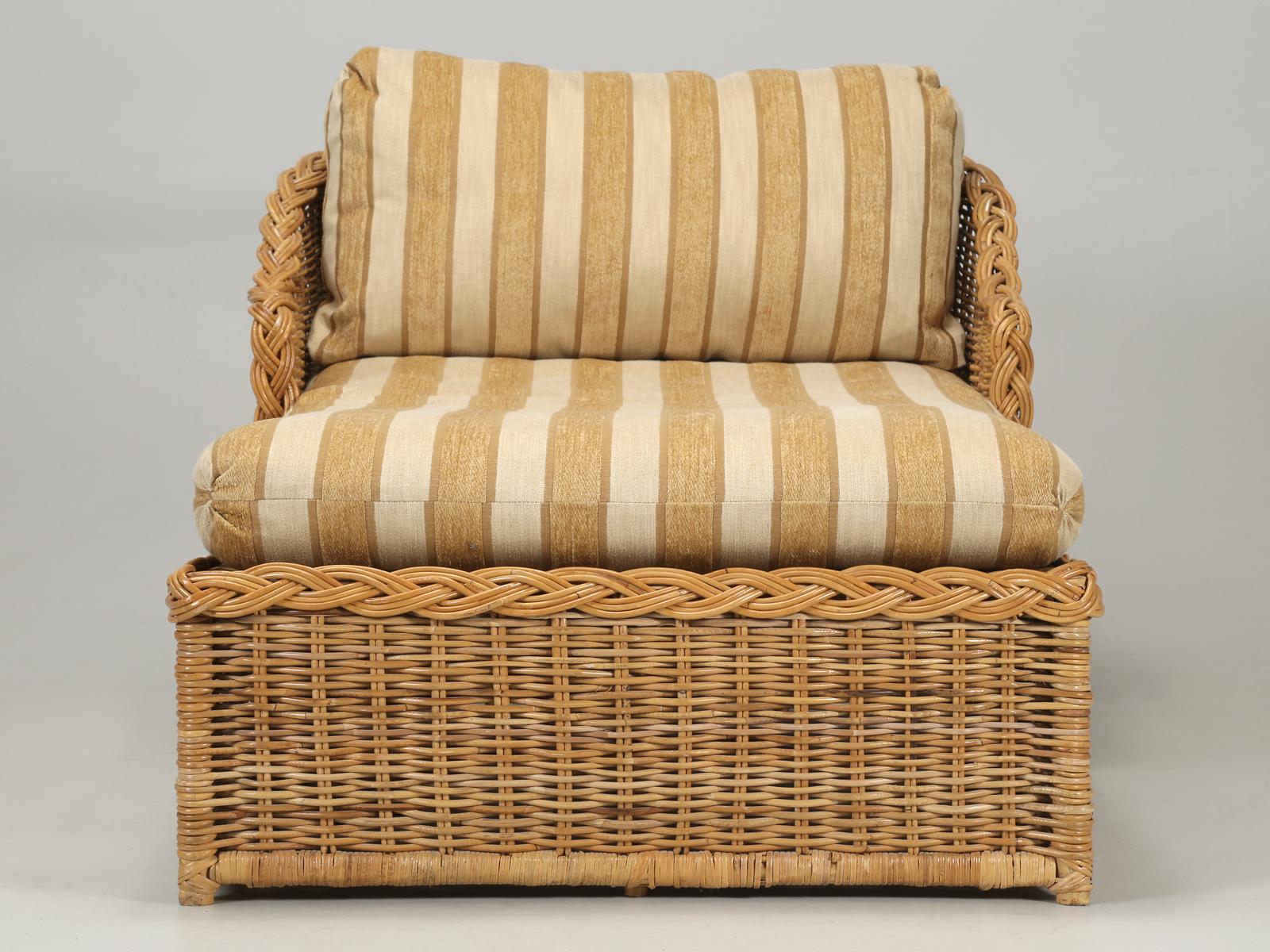 Over the last 30-years we have had many pieces from the Wicker Works and always seem amazed at their condition. Our chaise lounge is quite large and can probably handle two people? The condition is all around is very nice and we do not see any signs