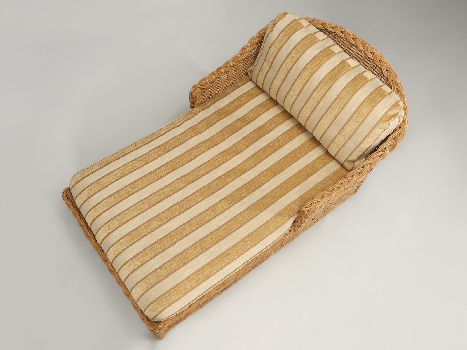 Hand-Crafted Wicker Chaise Lounge of Exceptional Width