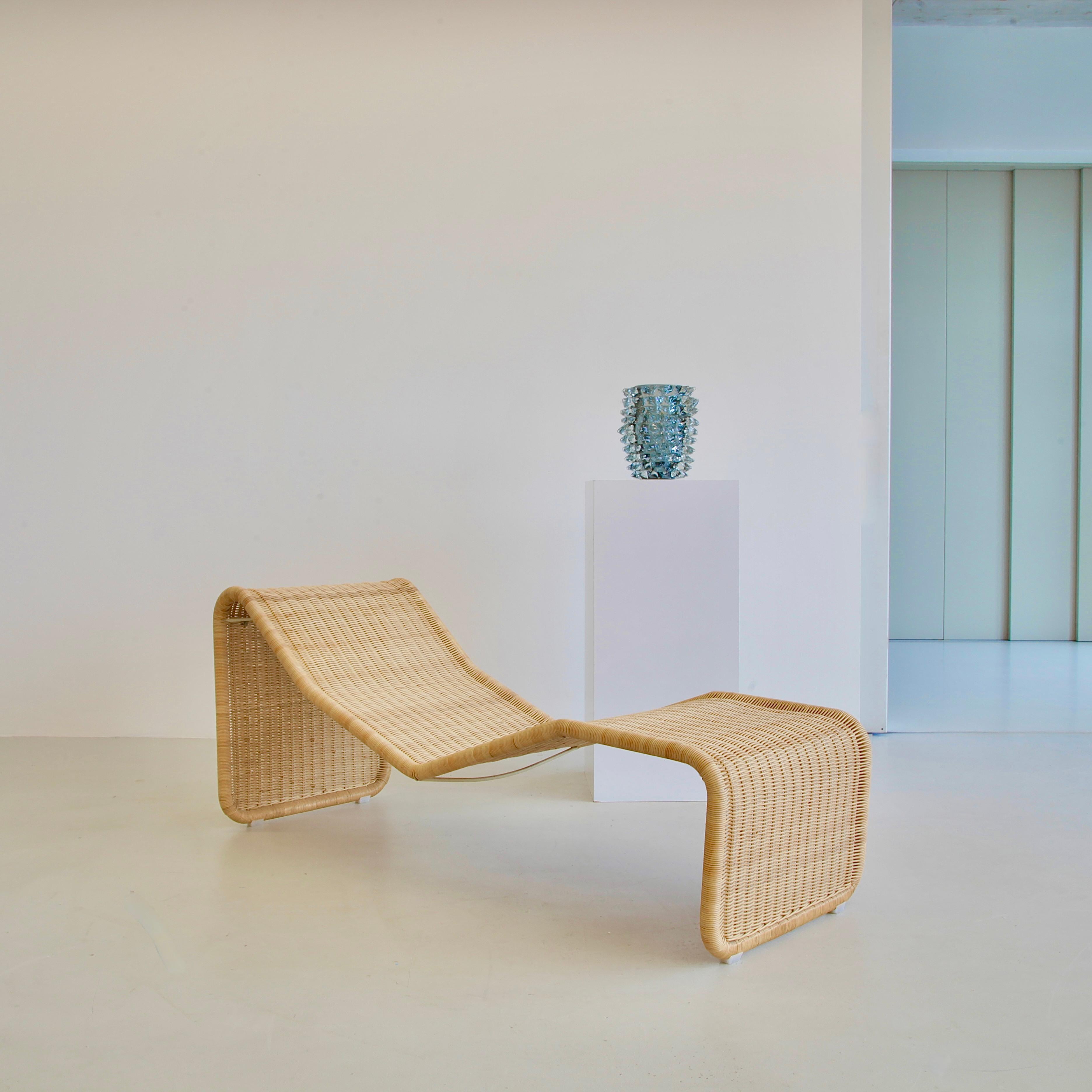 Rattan Chaise lounge PS3 by Tito Agnoli for Bonacina, 1964 For Sale 2