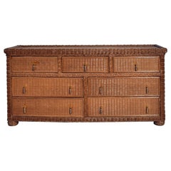 Commode en osier, années 1970.
