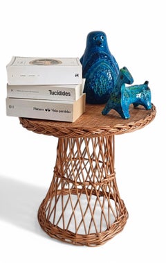 Wicker Coastal Style Side Table, Handmade in Spain ci. 1960s
