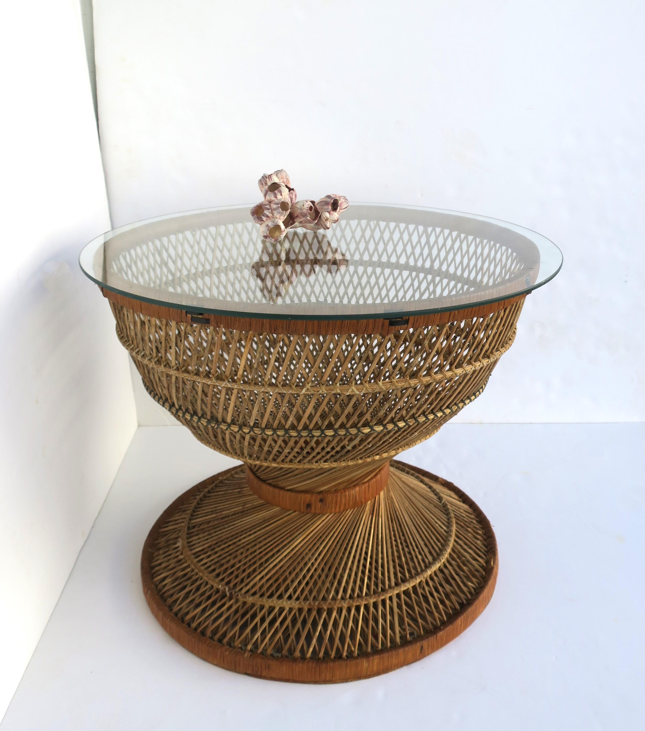 Wicker Side or Cocktail Table in the Emmanuelle Peacock Style  For Sale 5