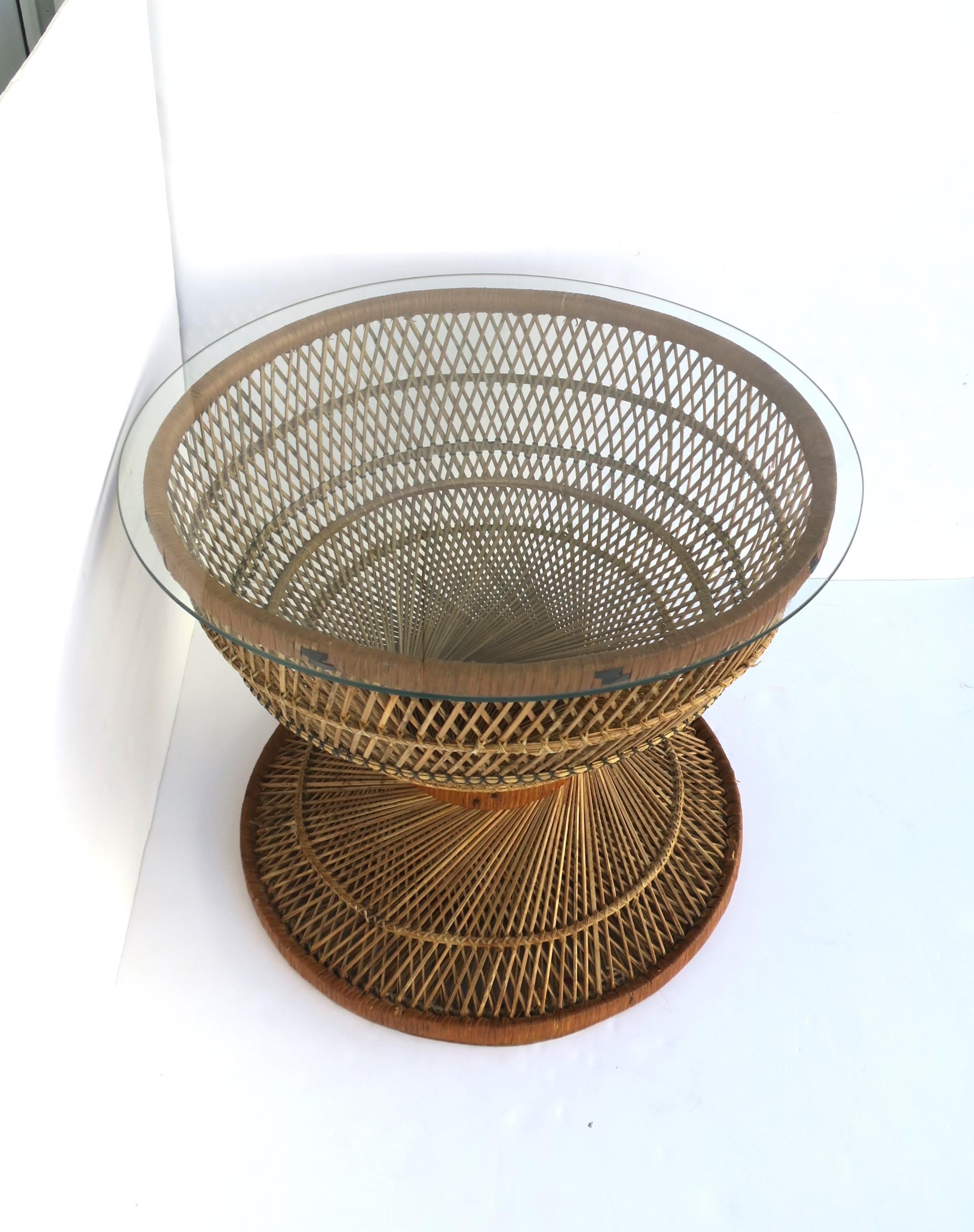 Wicker Side or Cocktail Table in the Emmanuelle Peacock Style  In Good Condition For Sale In New York, NY