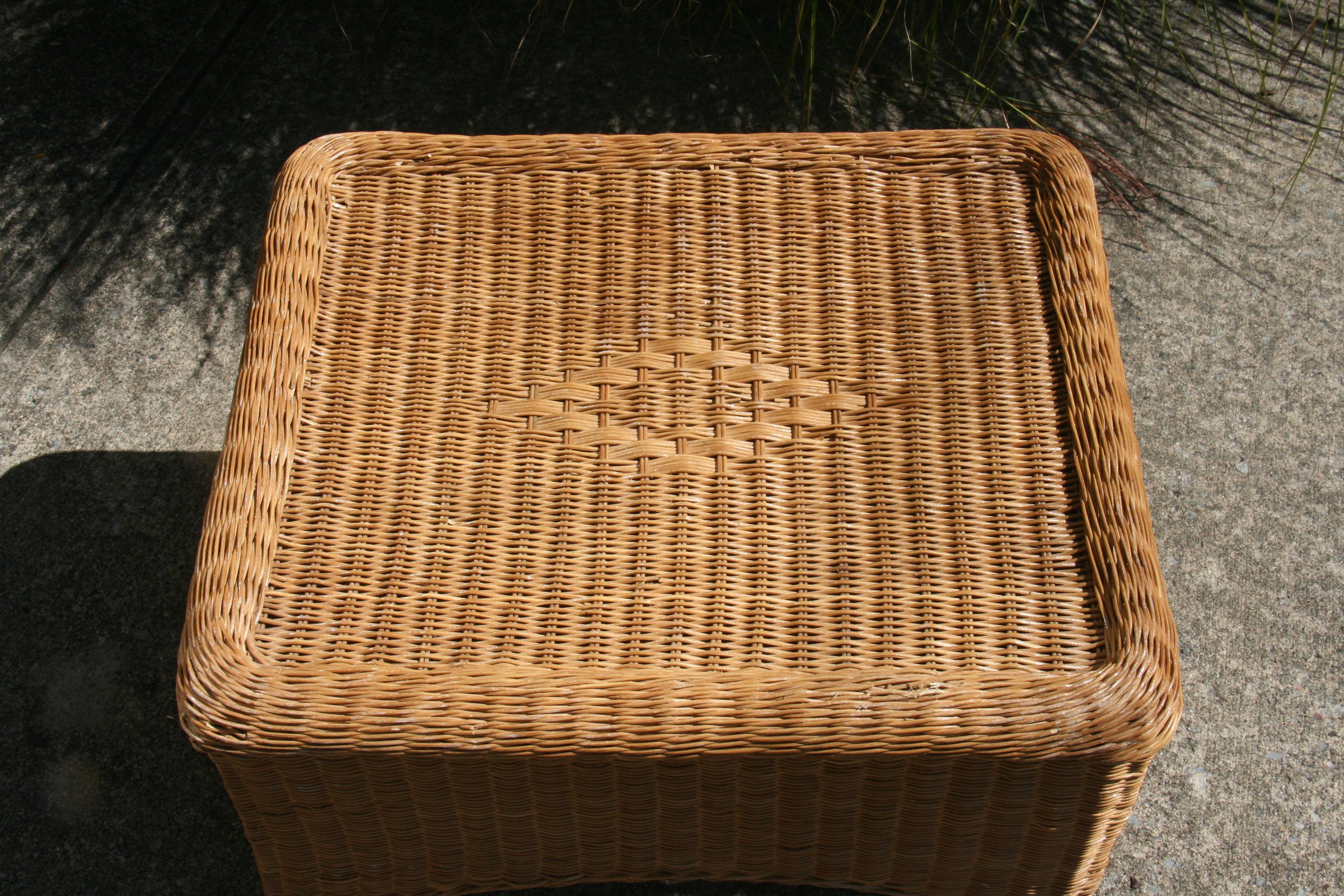 Hand-Crafted Wicker Coffee Table For Sale