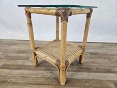 Wicker Coffee Table with Glass Top