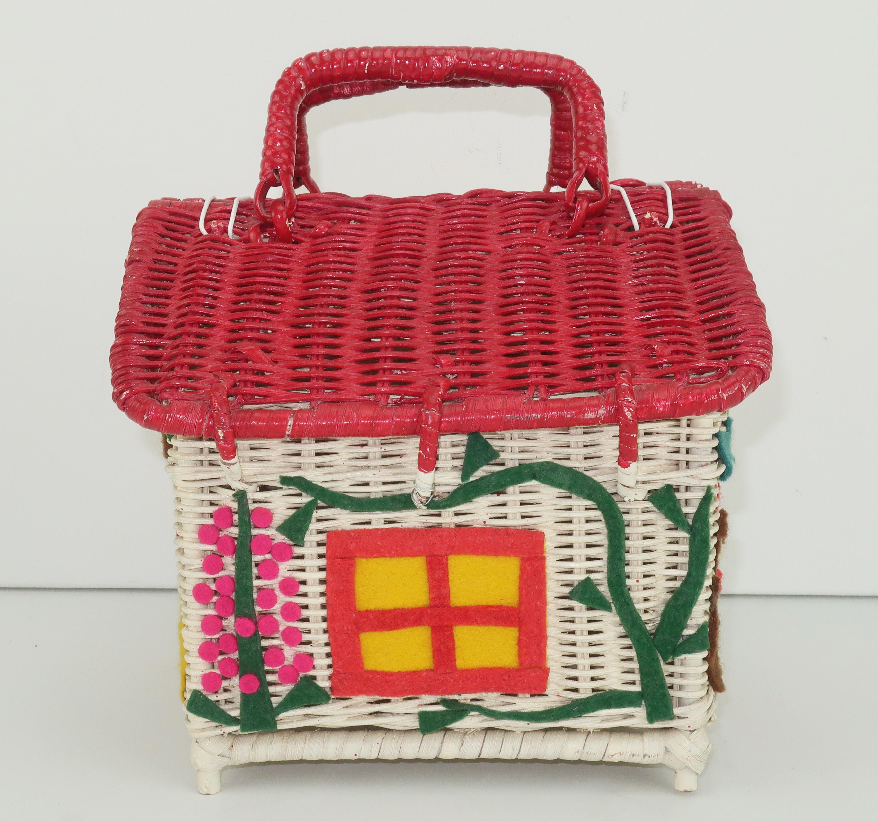 Wicker Cottage House Novelty Basket Handbag, 1950's 2