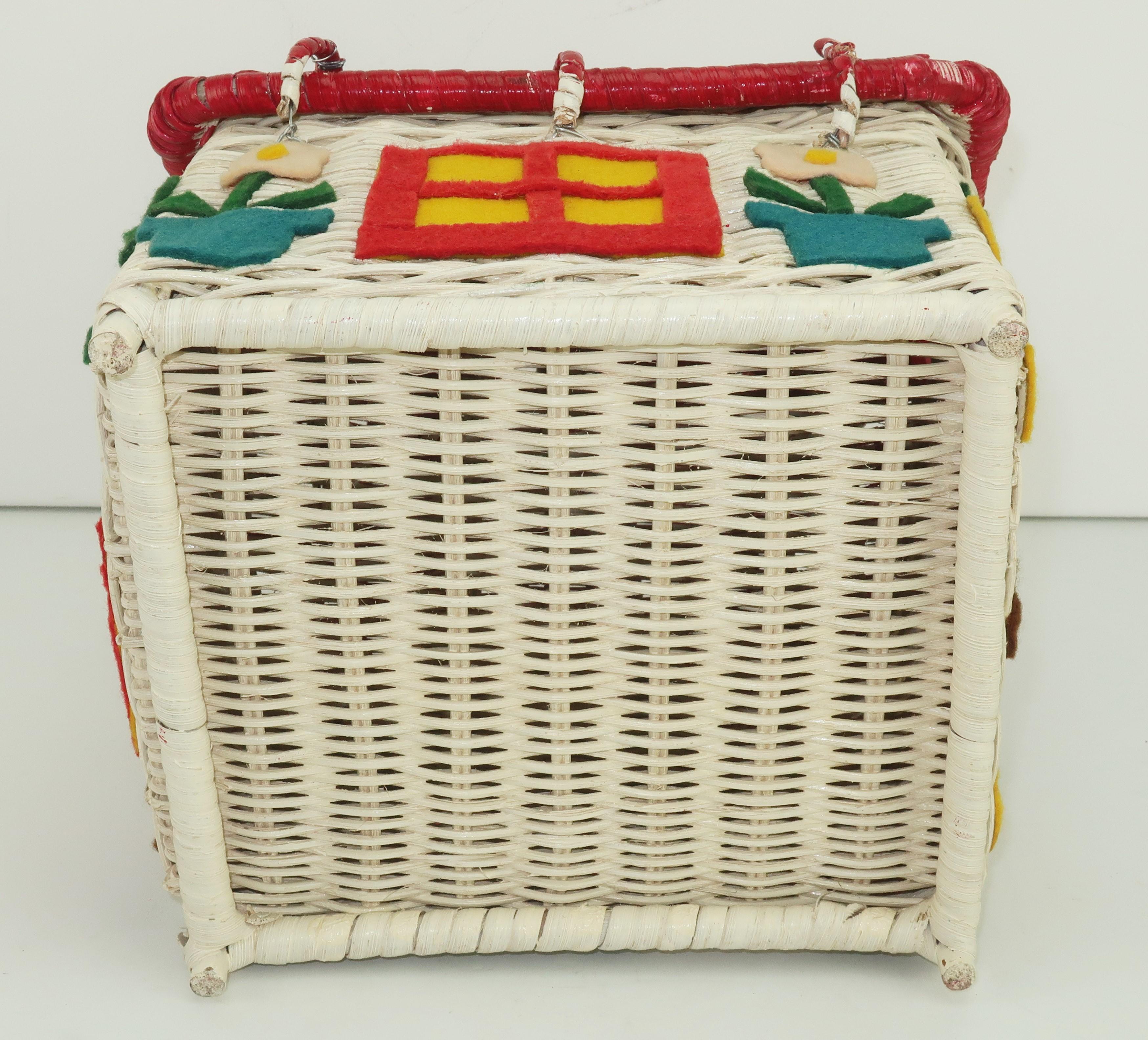 Wicker Cottage House Novelty Basket Handbag, 1950's 5