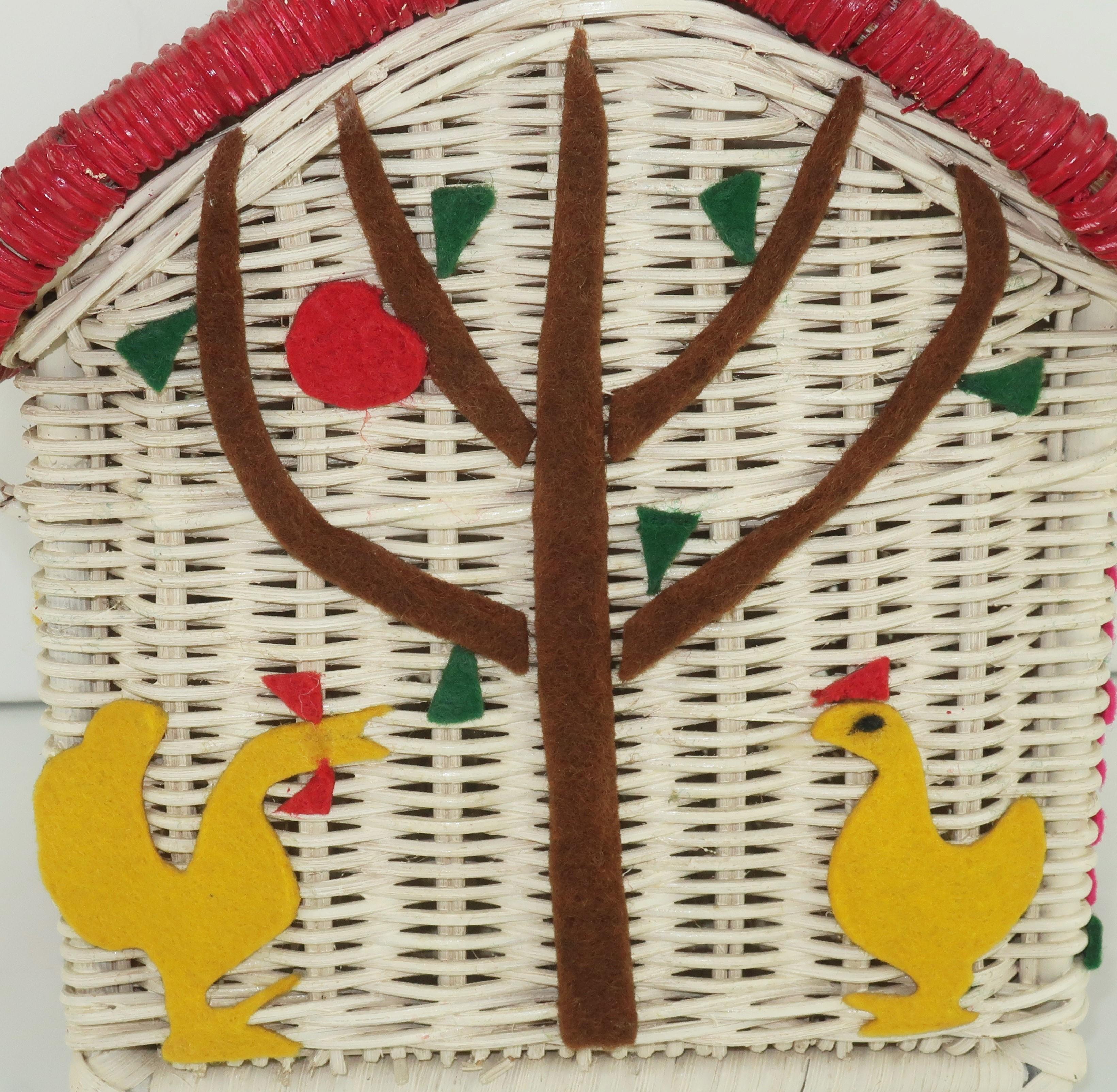 Women's Wicker Cottage House Novelty Basket Handbag, 1950's