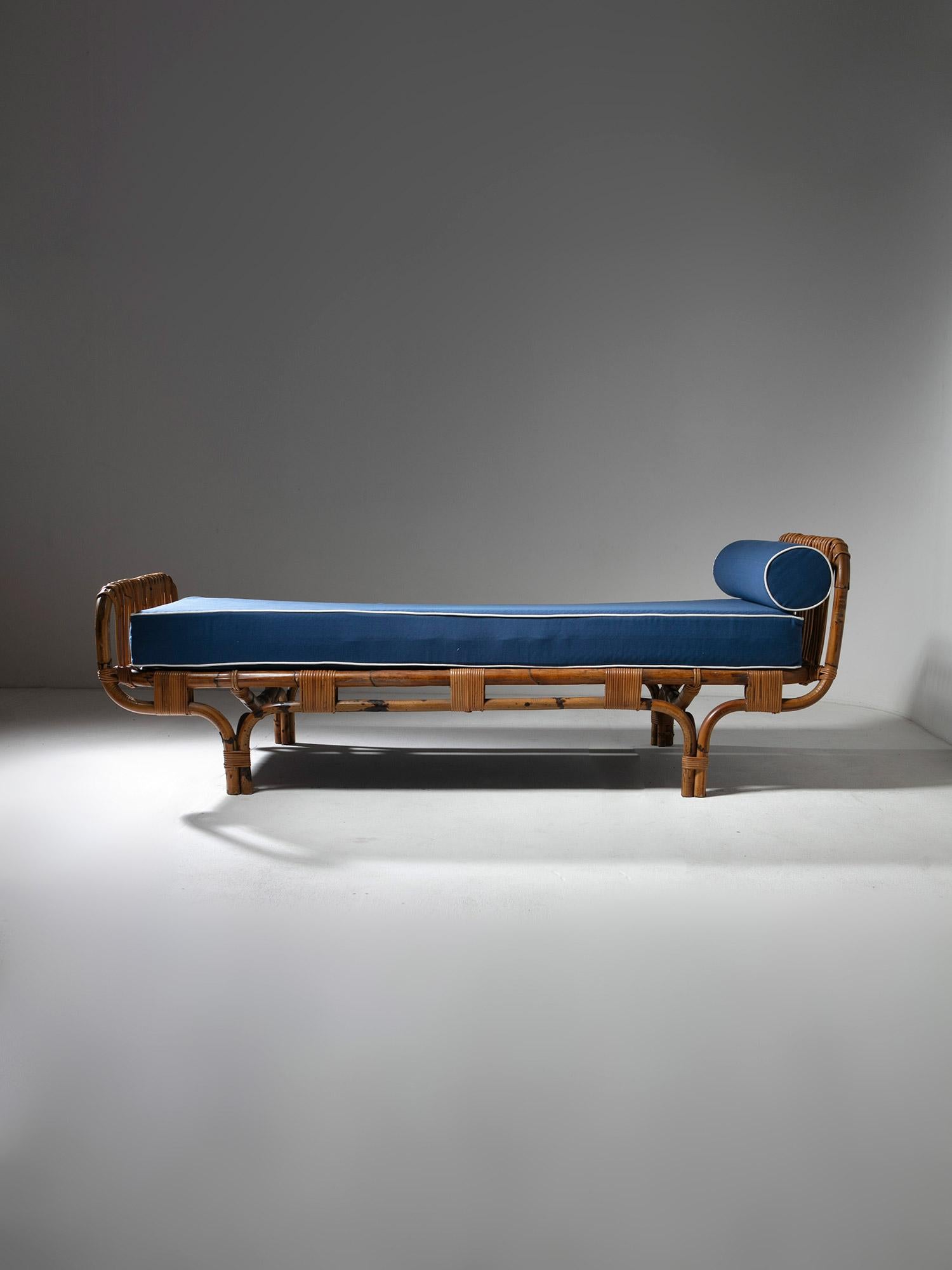 Metà XX secolo Letto da giorno in vimini di Tito Agnoli per Bonacina, Italia, anni '60
