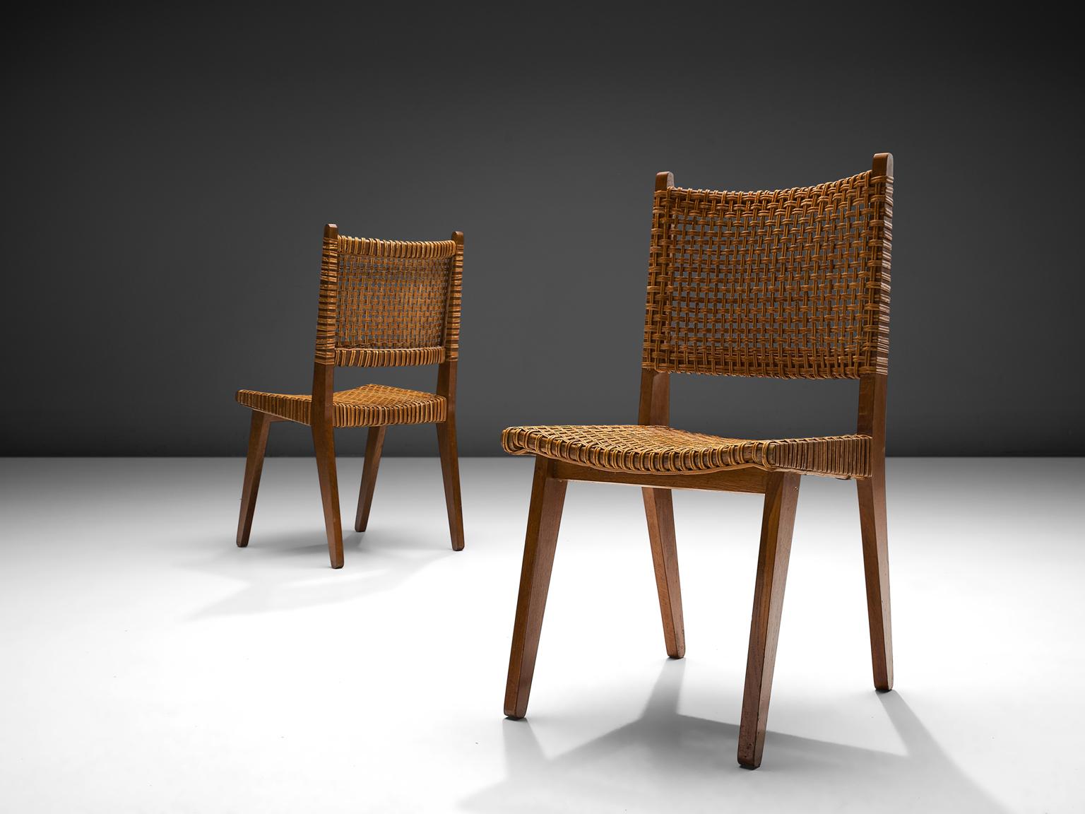 Mid-Century Modern Dutch Wicker Dining Chairs, 1950s