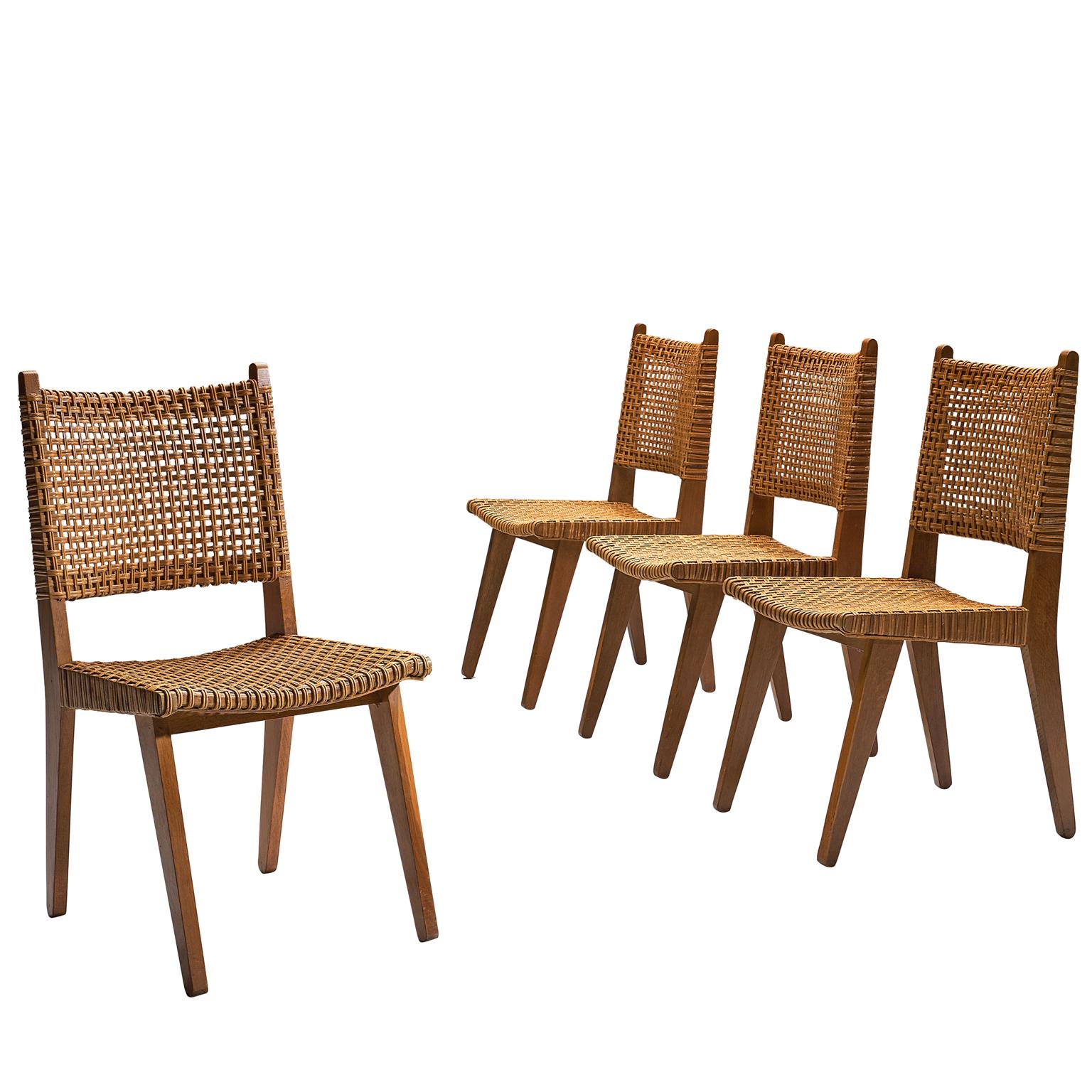 Dutch Wicker Dining Chairs, 1950s