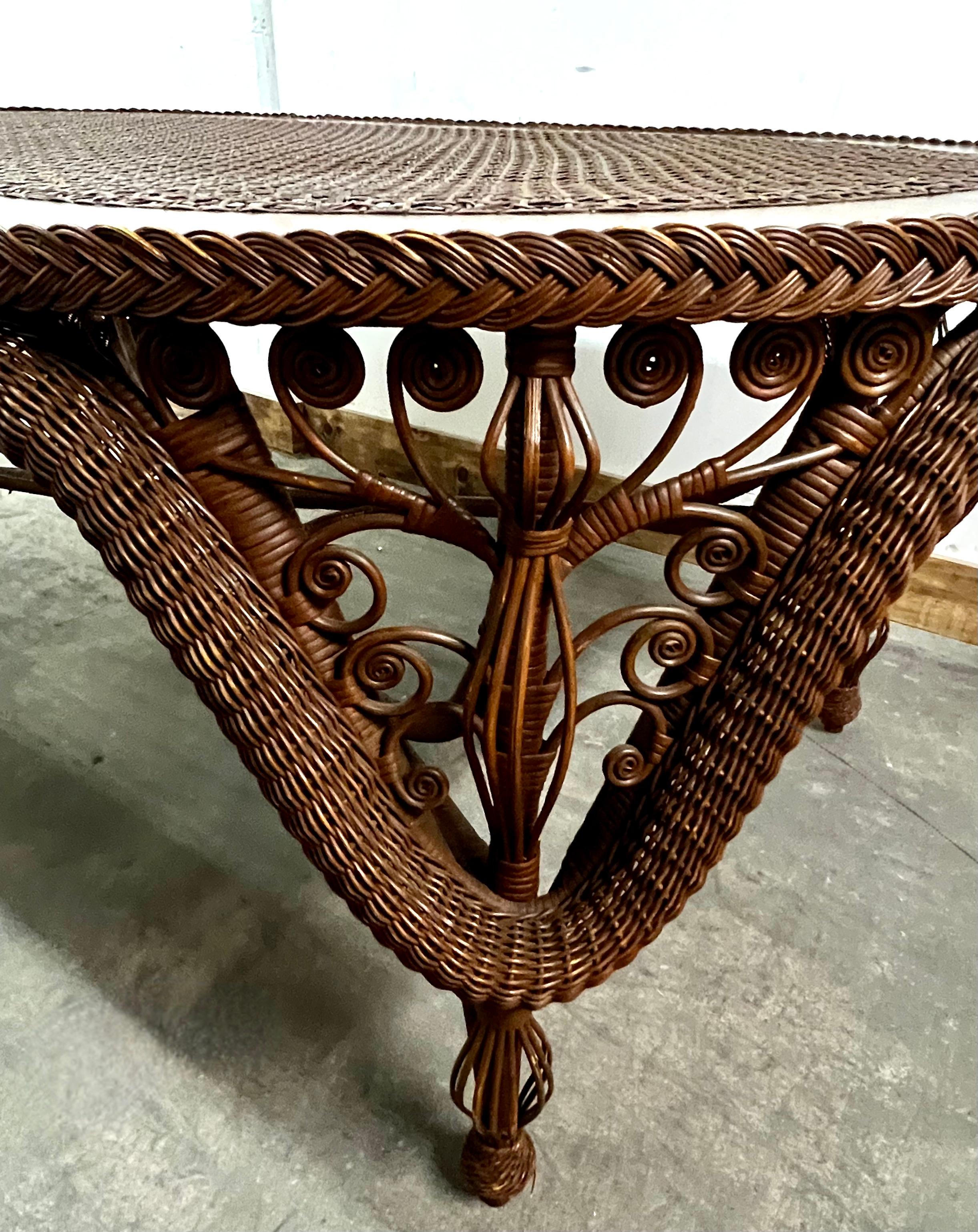 Wicker Dining Room Table with 6 Wicker Chairs For Sale 1