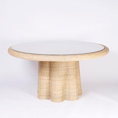Wicker Dining Table with a Ghost Drapery Base
