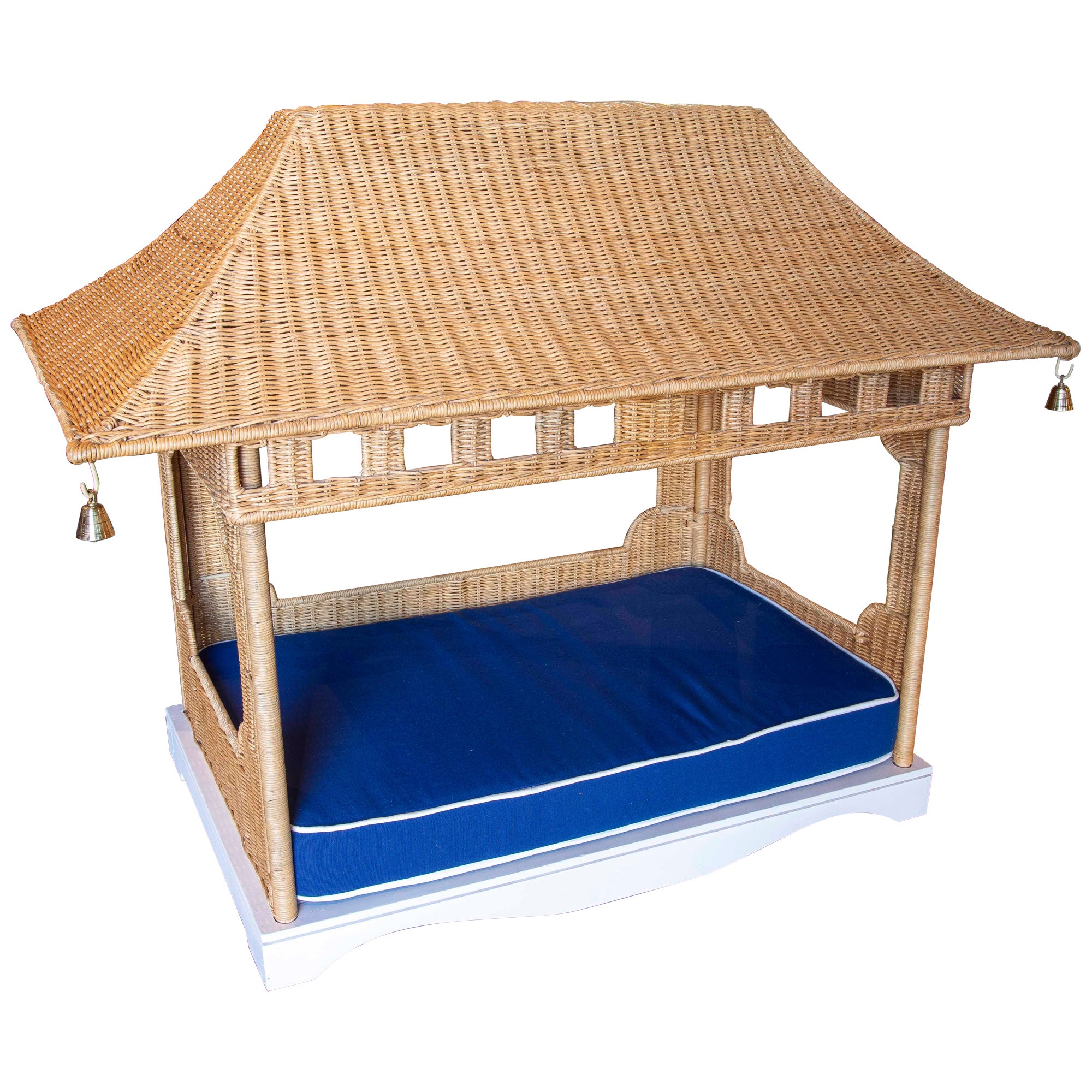 Lit pour chien ou pour animaux avec base en bois et tissu imperméable