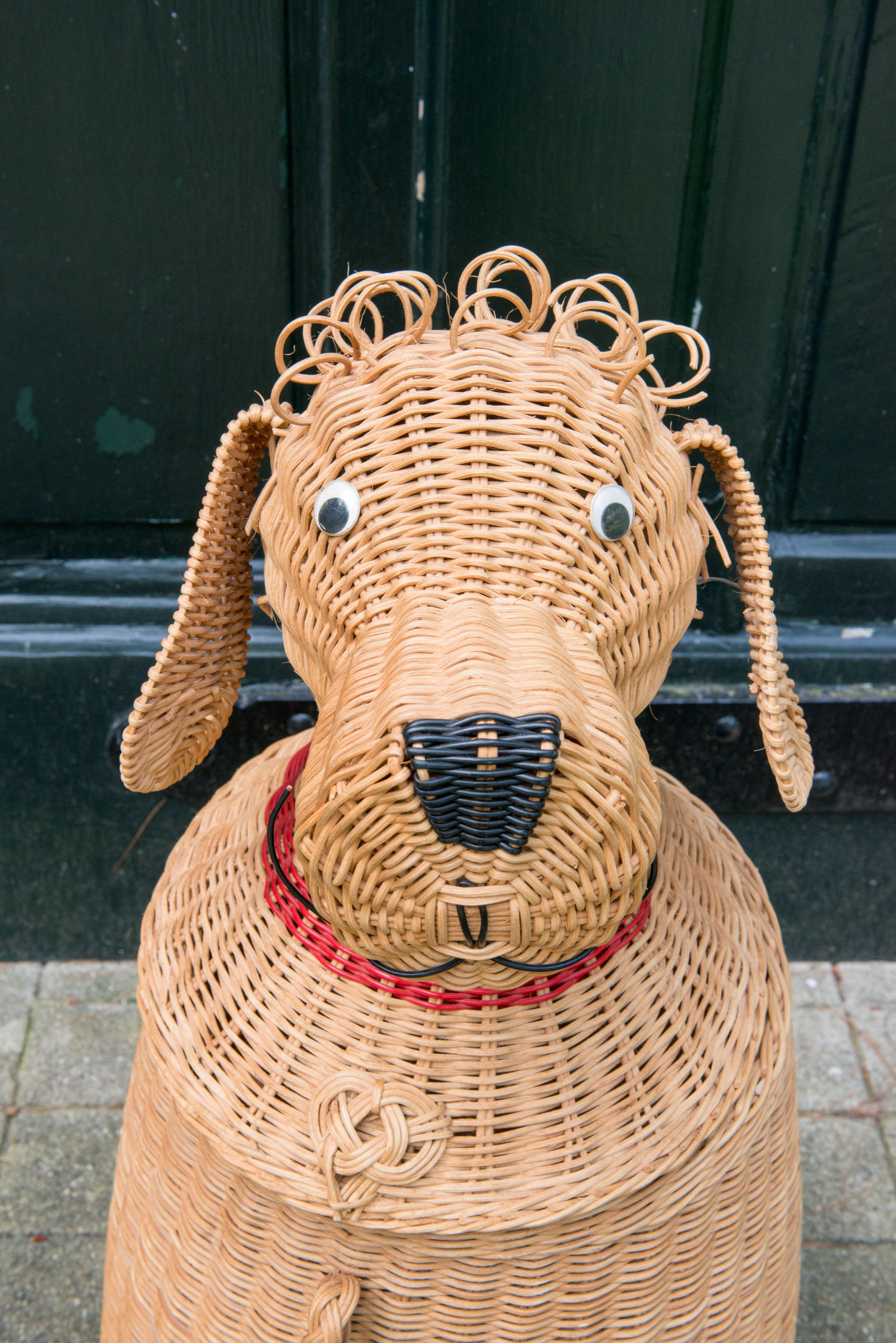 dog shaped wicker basket
