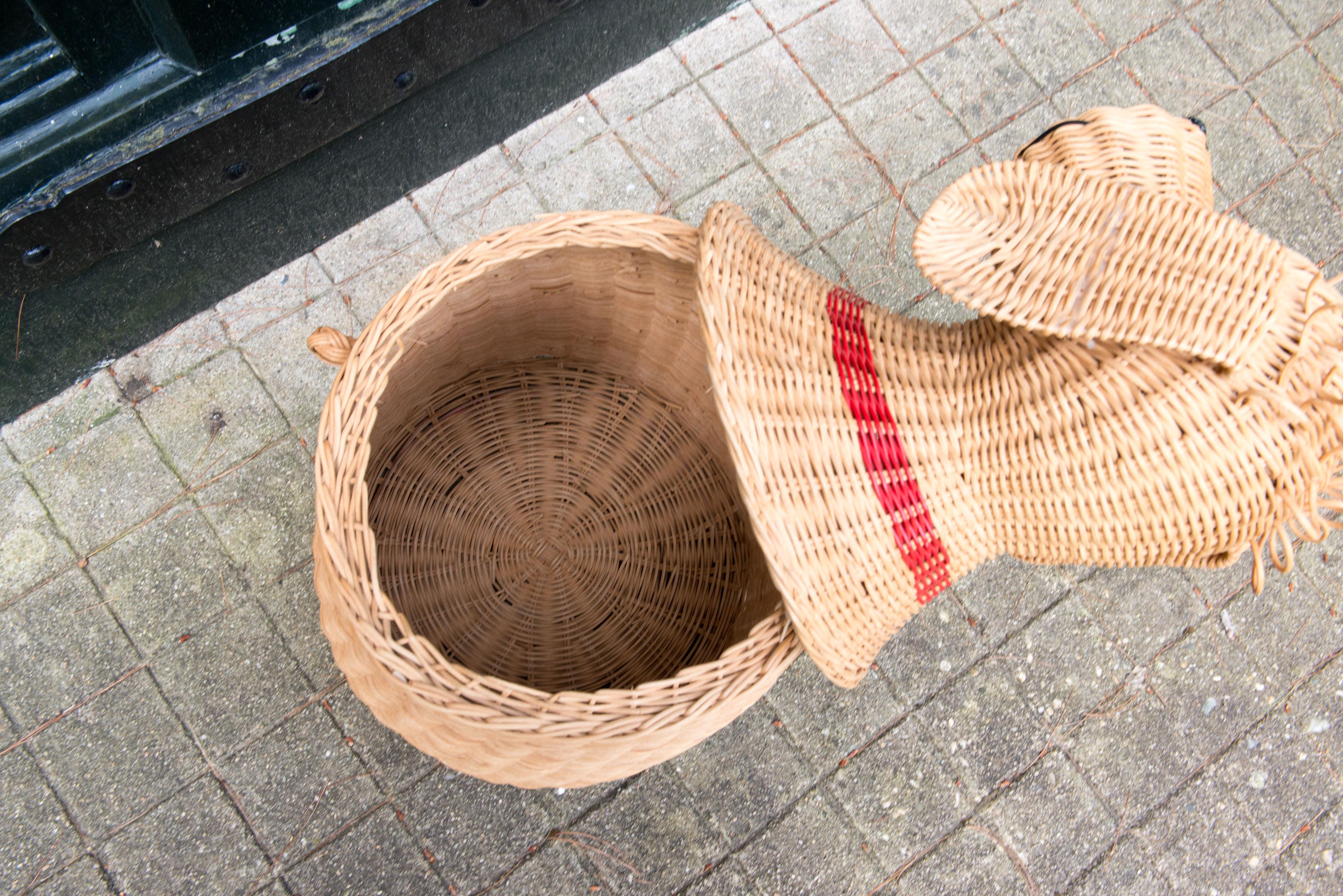Late 20th Century Wicker Dog Shaped Basket For Sale