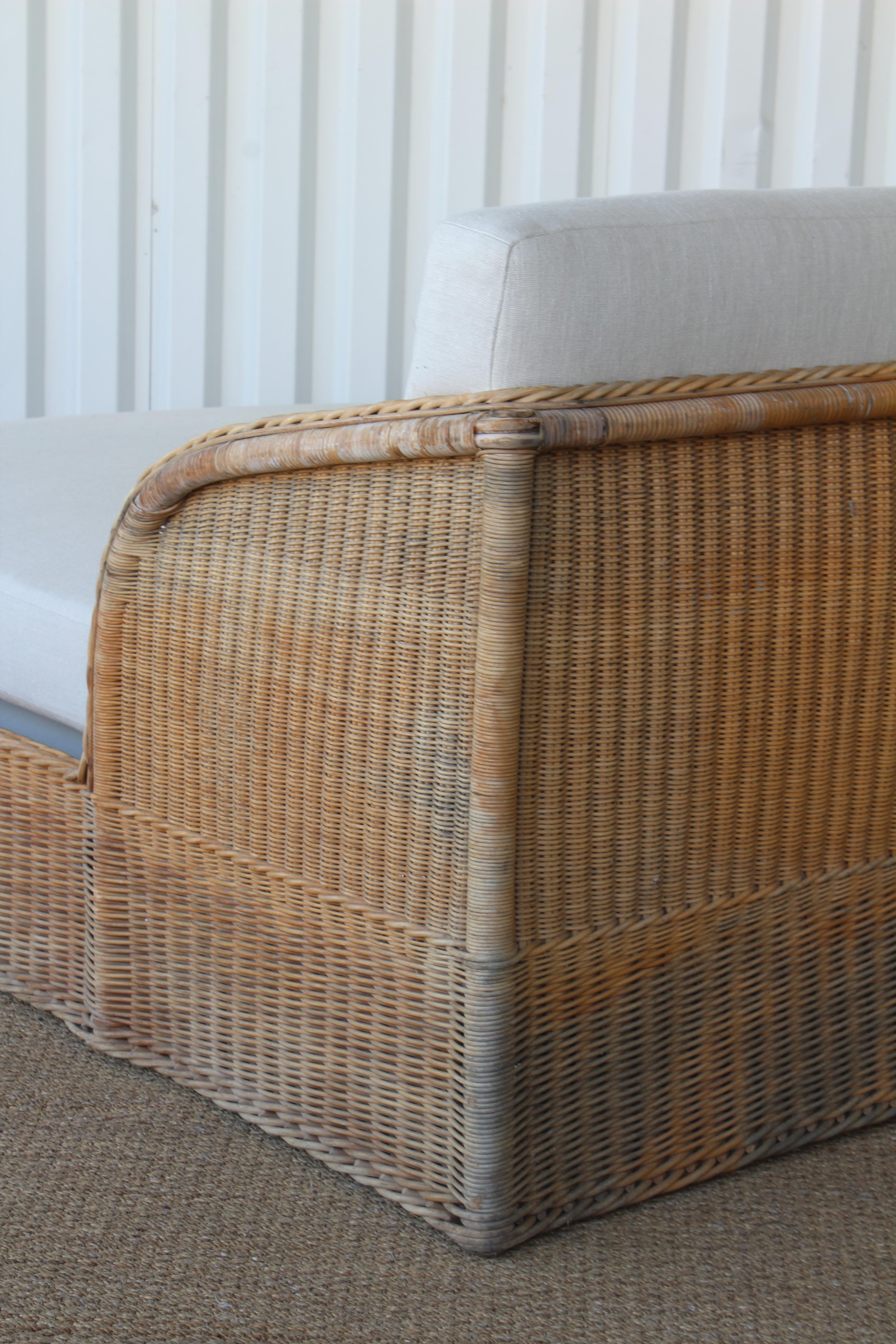 Wicker Double Chaise Daybed by Michael Taylor, USA, 1980s 11