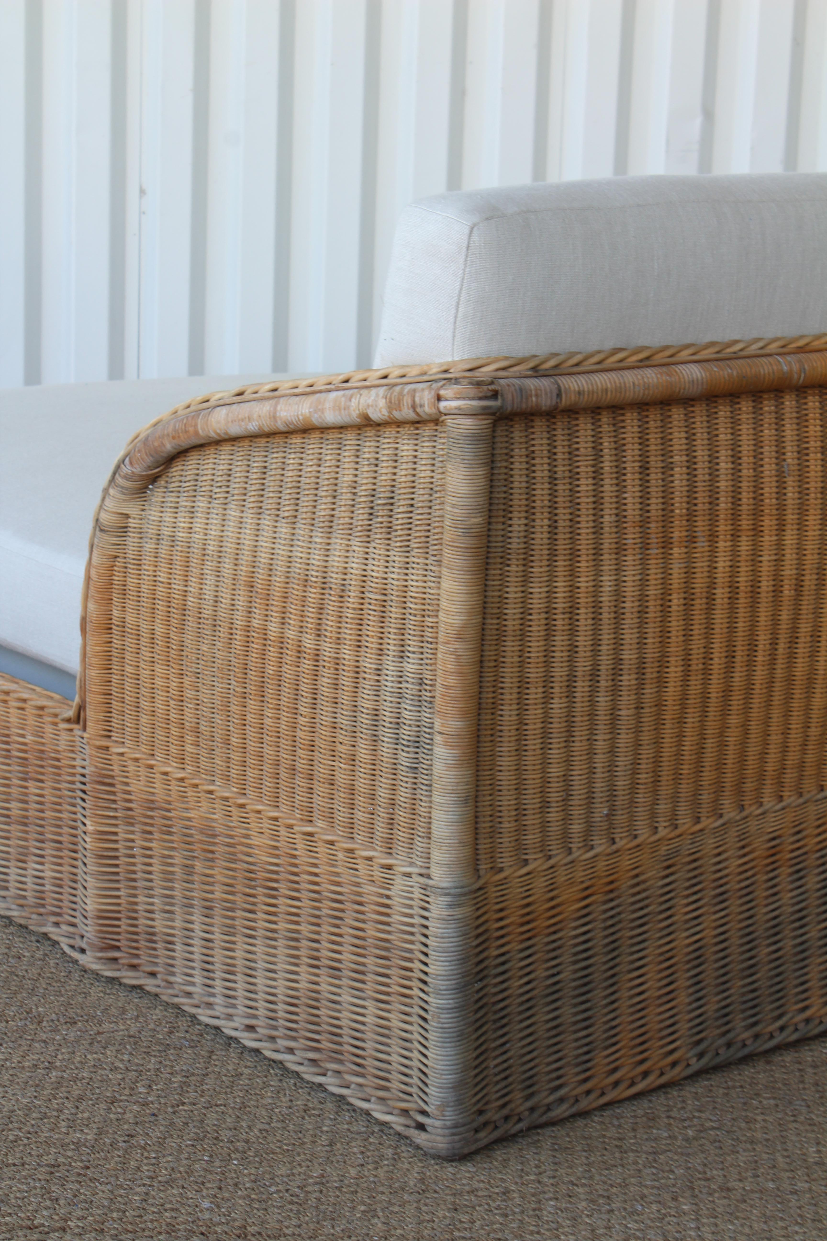 Wicker Double Chaise Daybed by Michael Taylor, USA, 1980s 11