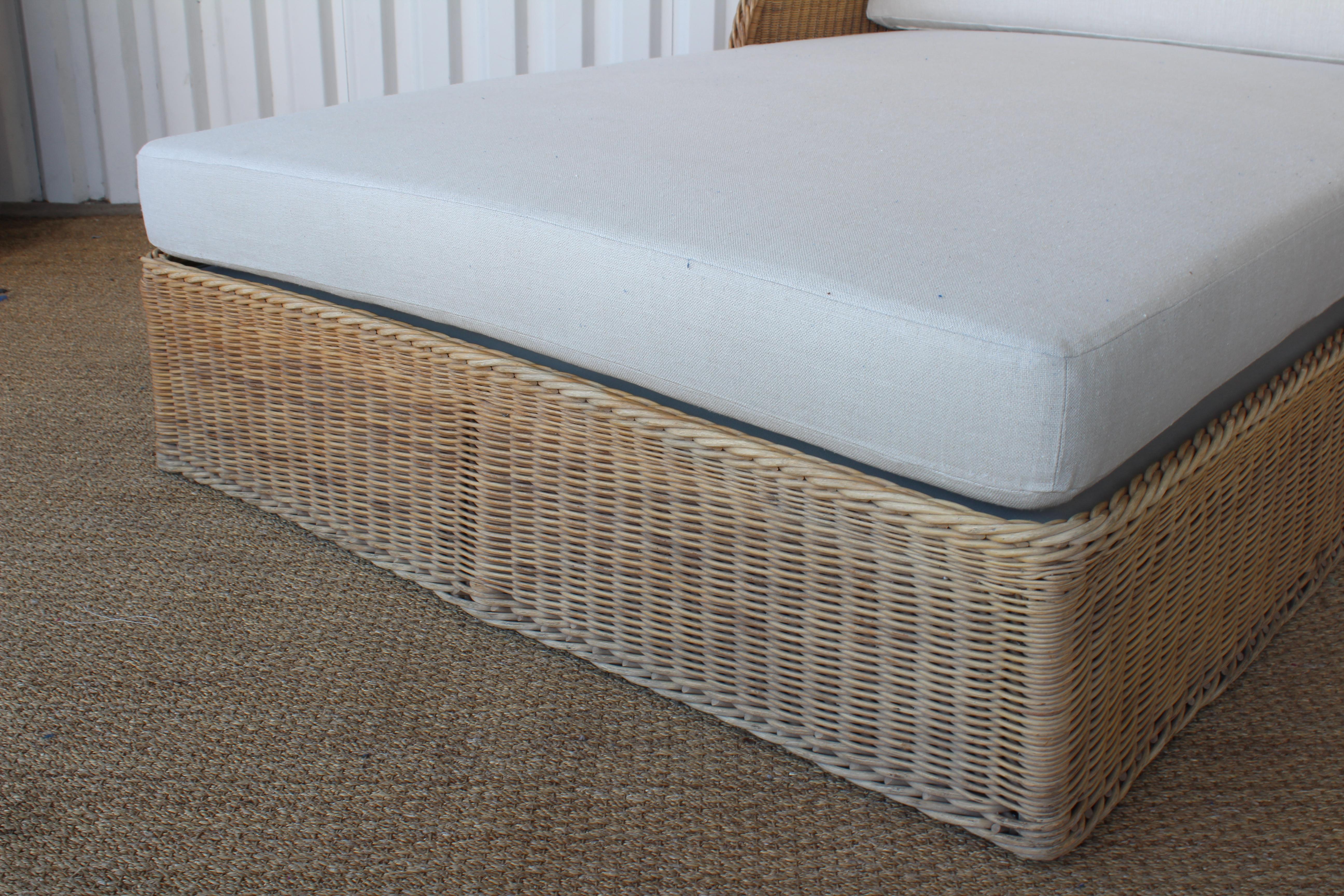 Late 20th Century Wicker Double Chaise Daybed by Michael Taylor, USA, 1980s