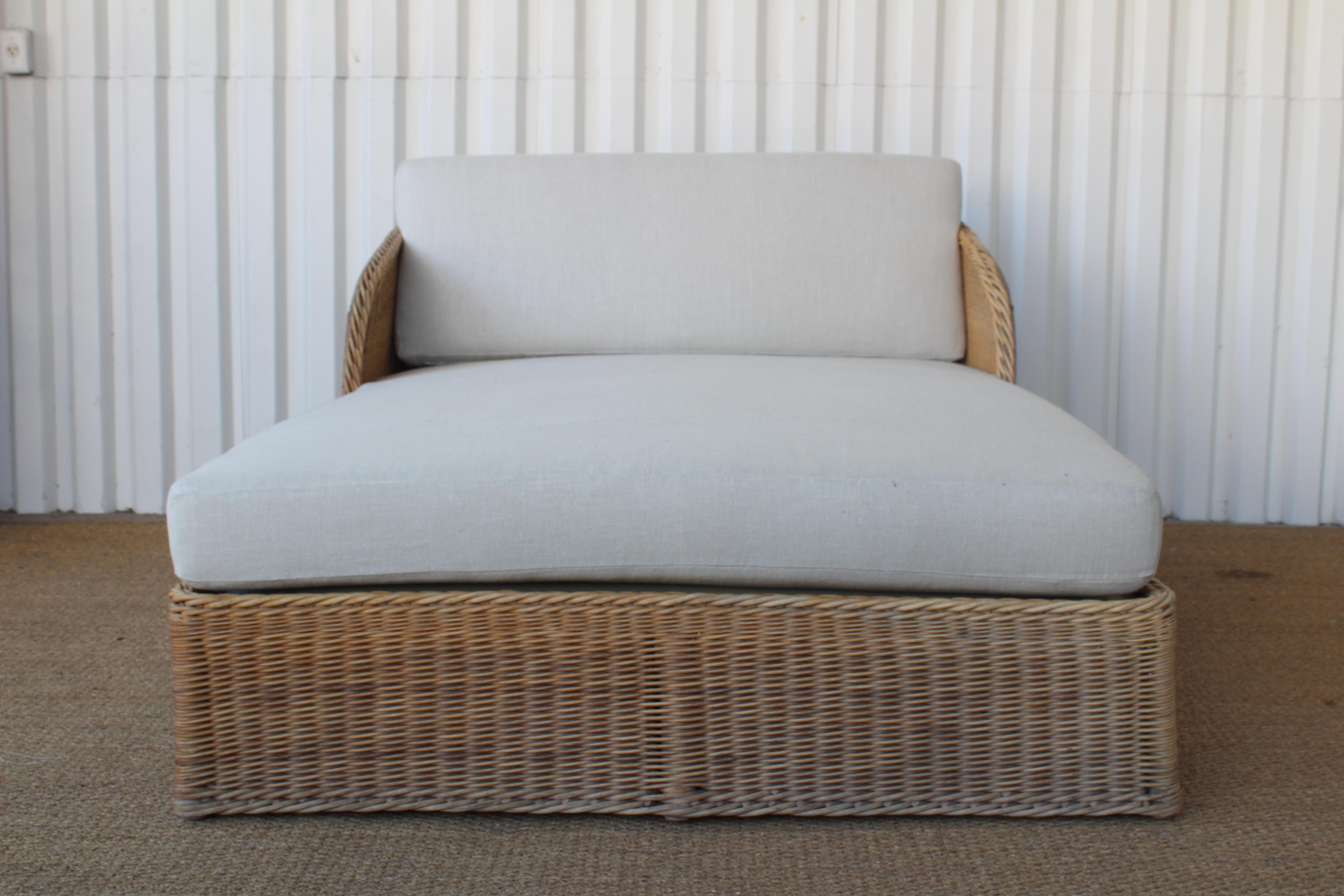 Bamboo Wicker Double Chaise Daybed by Michael Taylor, USA, 1980s