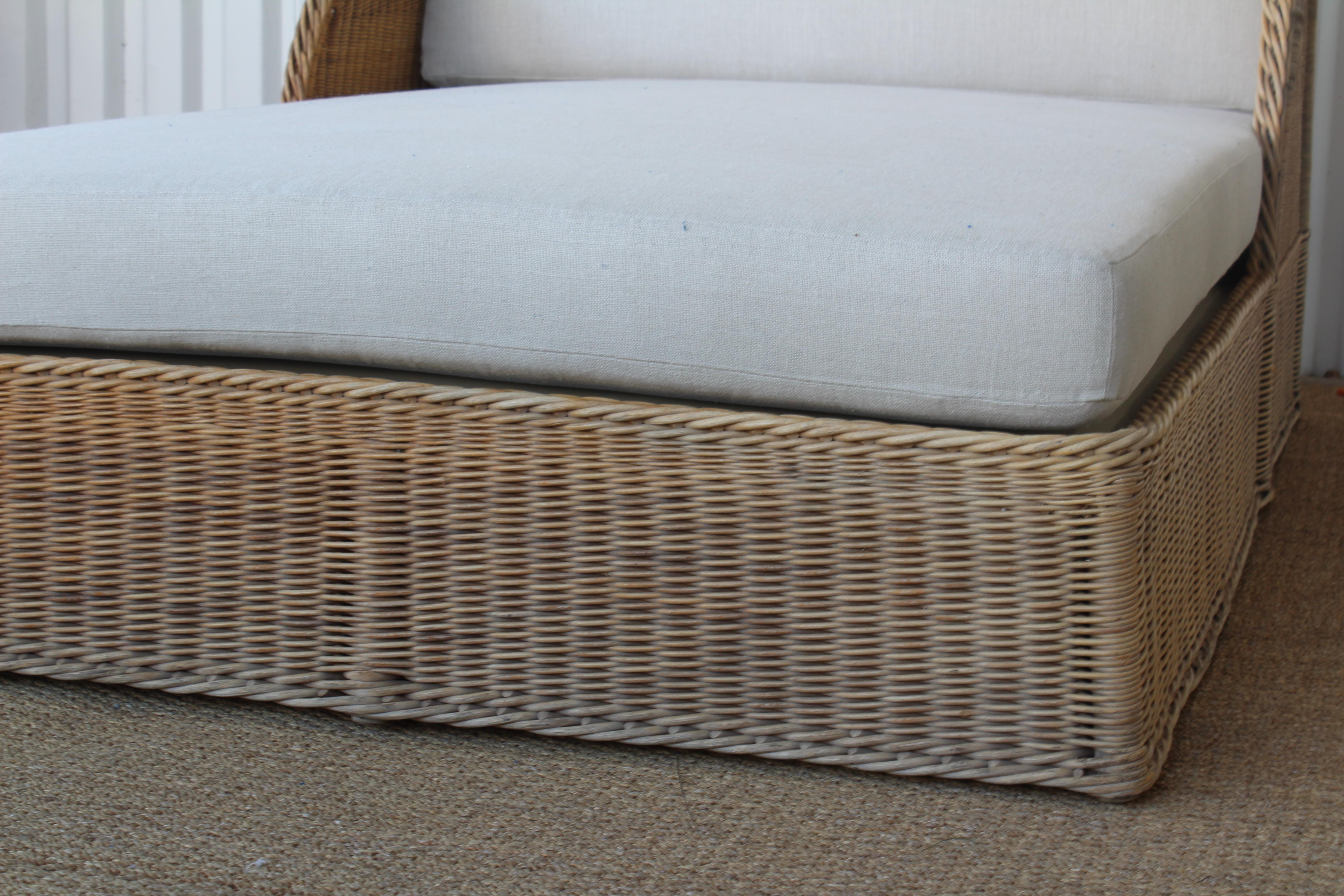 Wicker Double Chaise Daybed by Michael Taylor, USA, 1980s 1