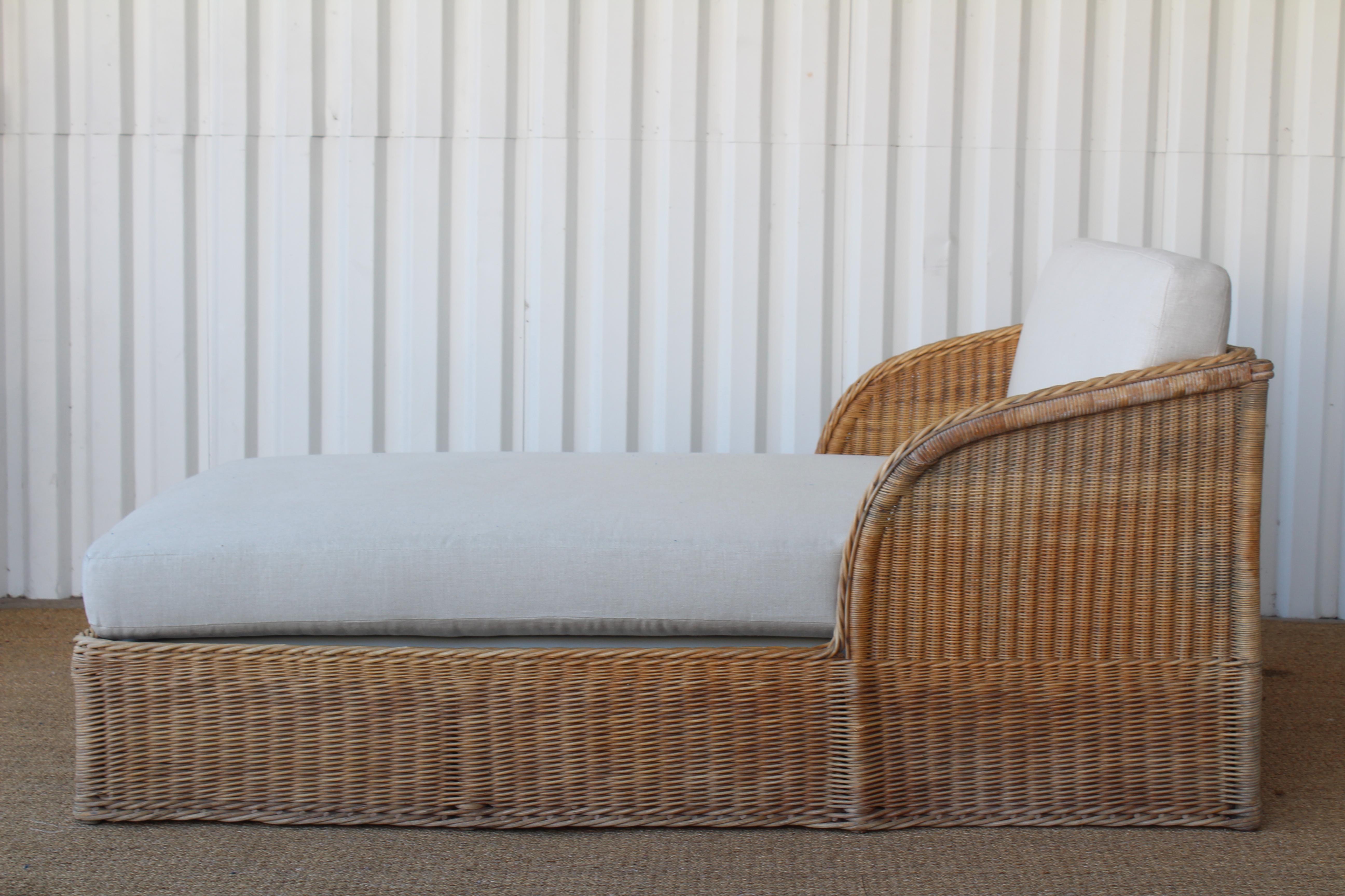 Wicker Double Chaise Daybed by Michael Taylor, USA, 1980s 2