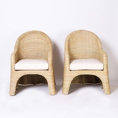 Wicker Drapery Ghost Armchairs by the Fs Flores Collection, Priced Individually