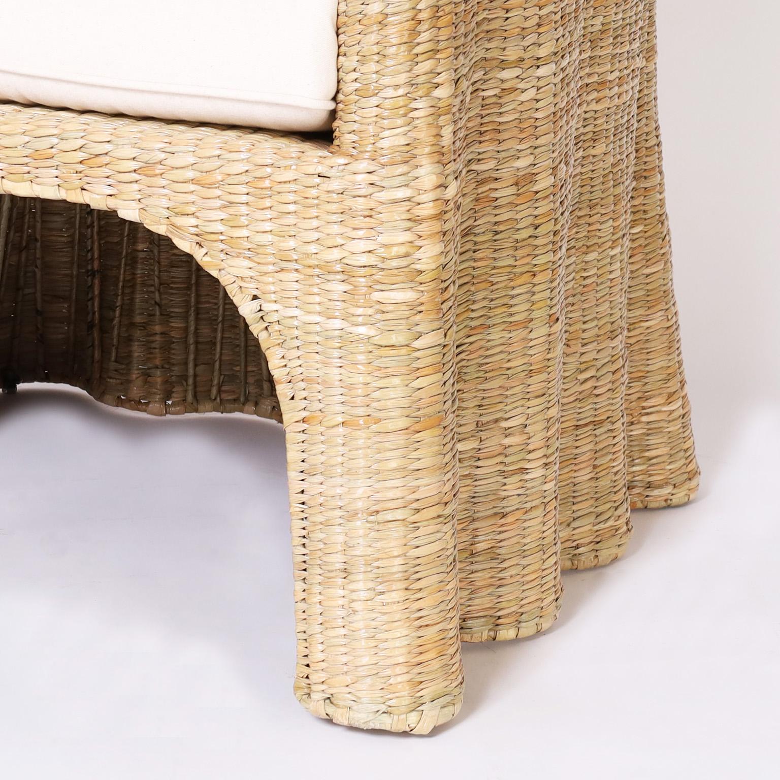 Wicker Drapery Ghost Armchairs by the Fs Flores Collection, Priced Individually For Sale 1