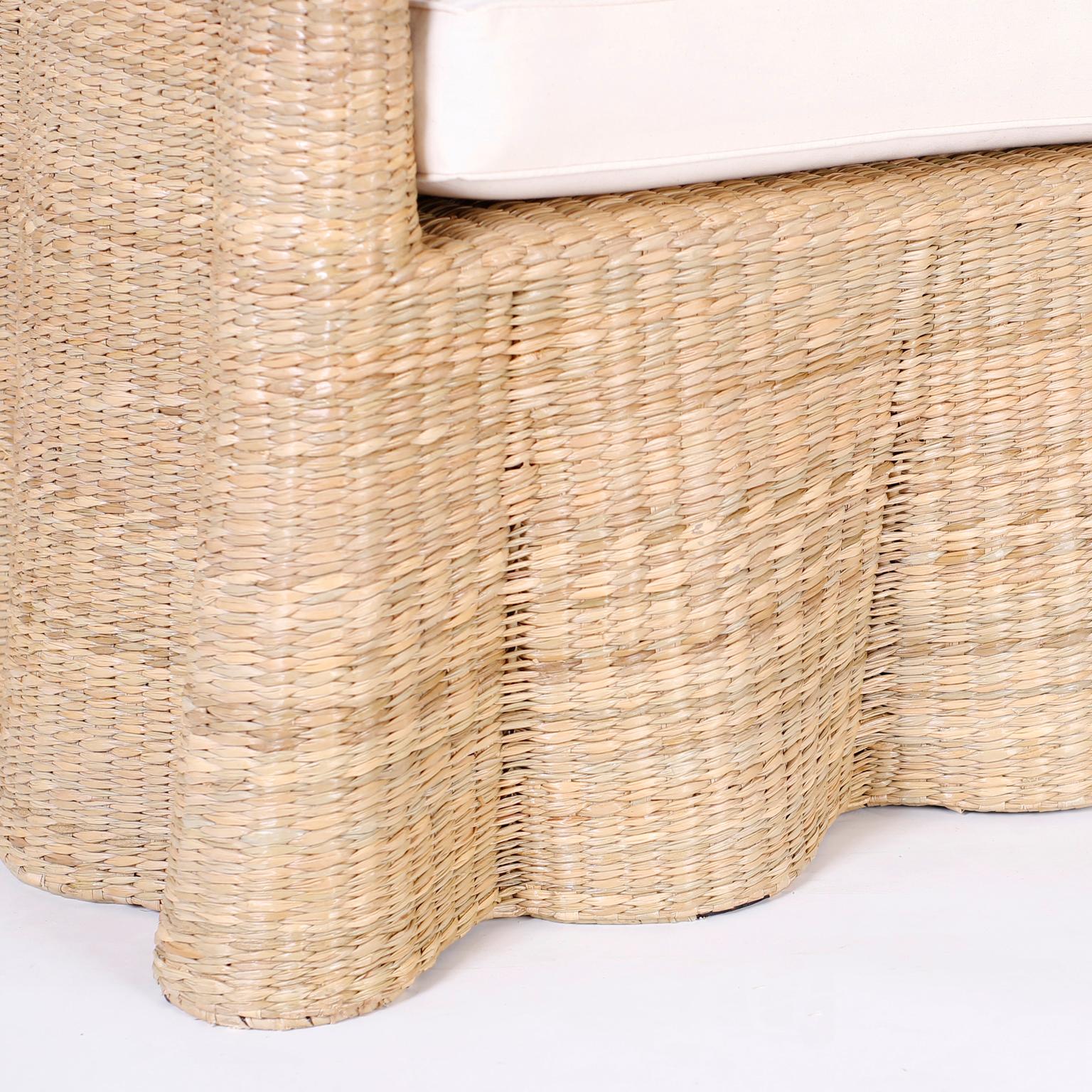 Wicker Drapery Ghost Armchairs, Priced Individually 4