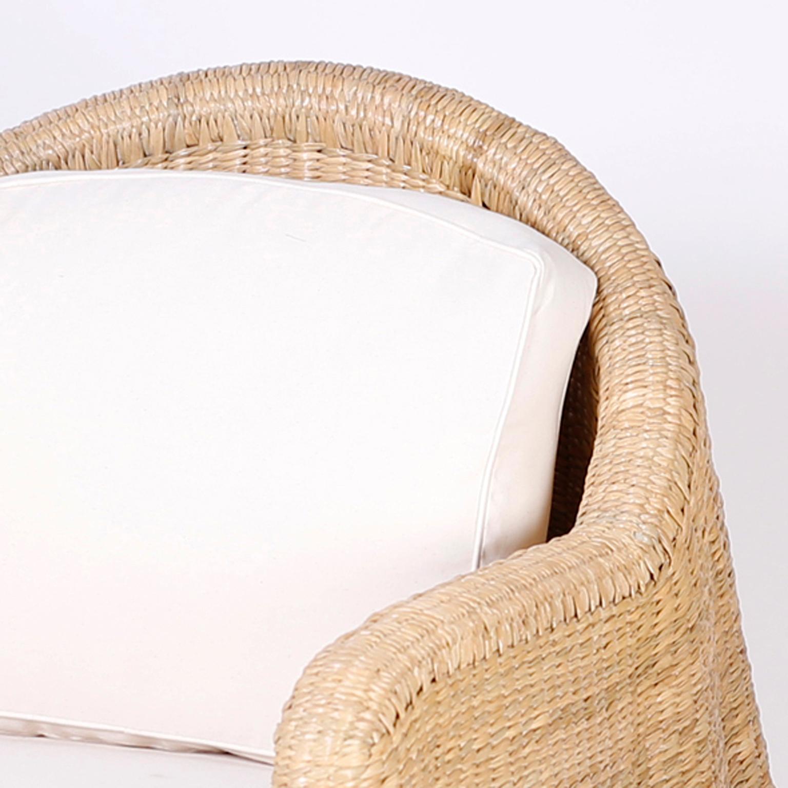 Wicker Drapery Ghost Armchairs, Priced Individually In New Condition In Palm Beach, FL