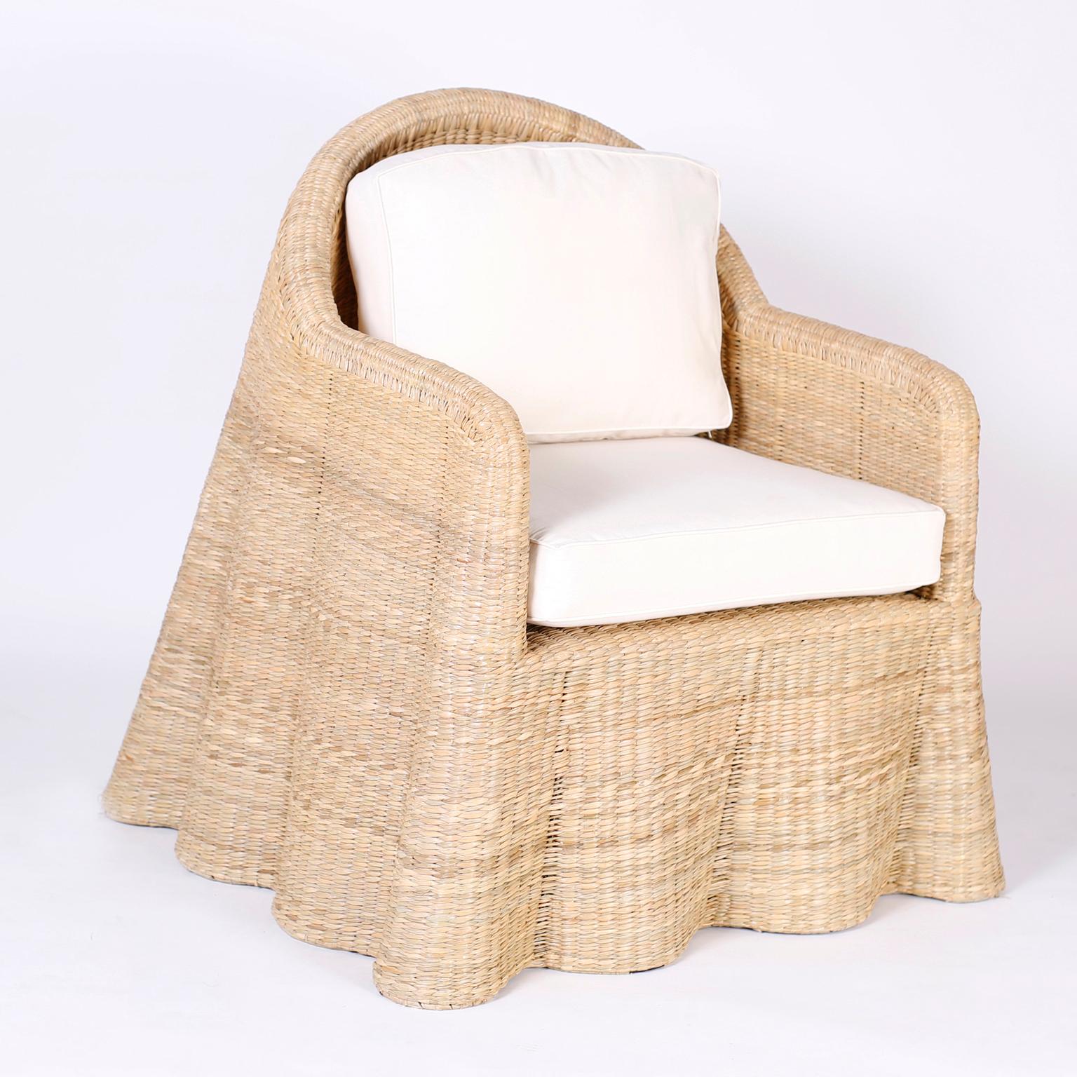 Wicker Drapery Ghost Armchairs, Priced Individually 2