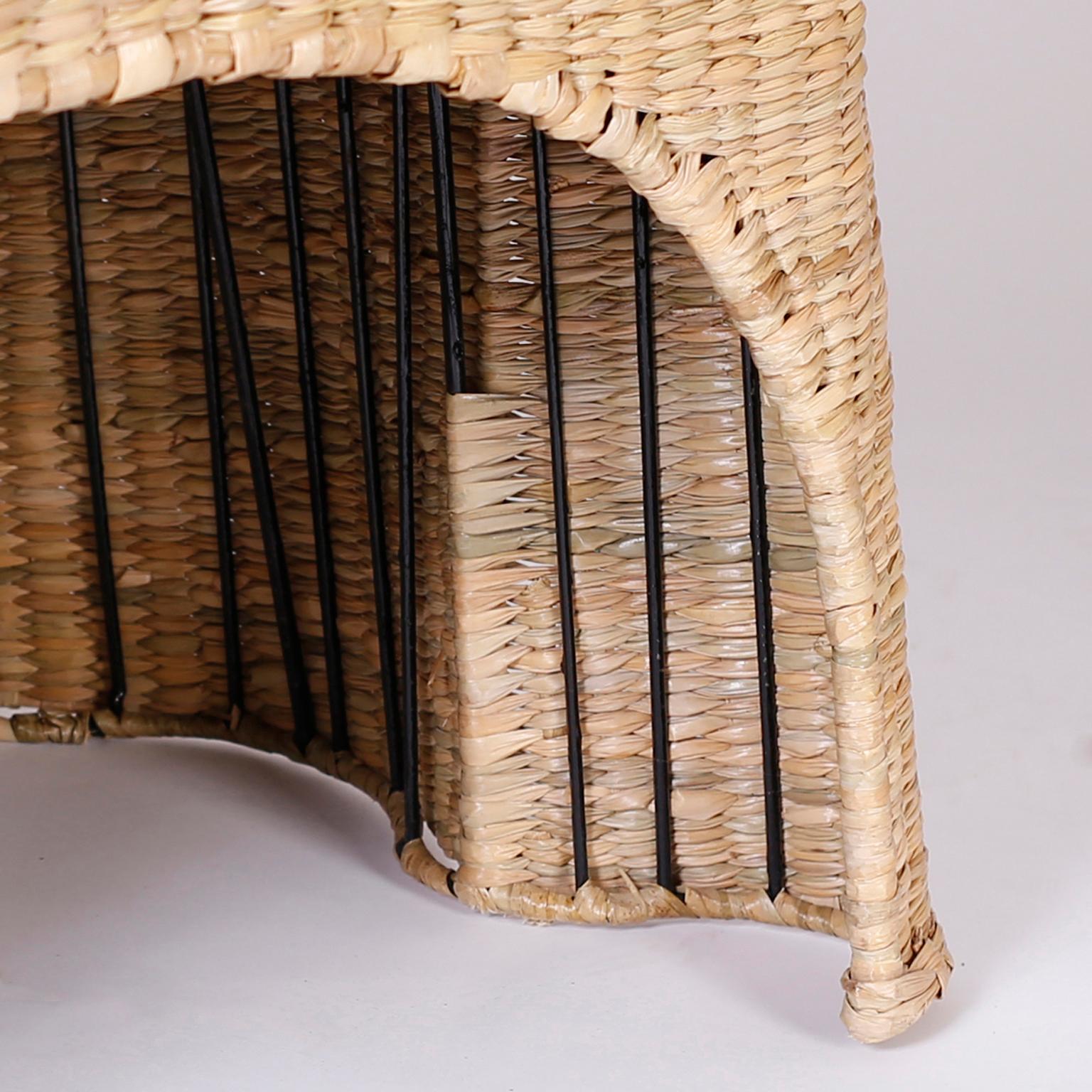 Wicker Drapery Ghost Armchairs with Open Fronts, Priced Individually 2