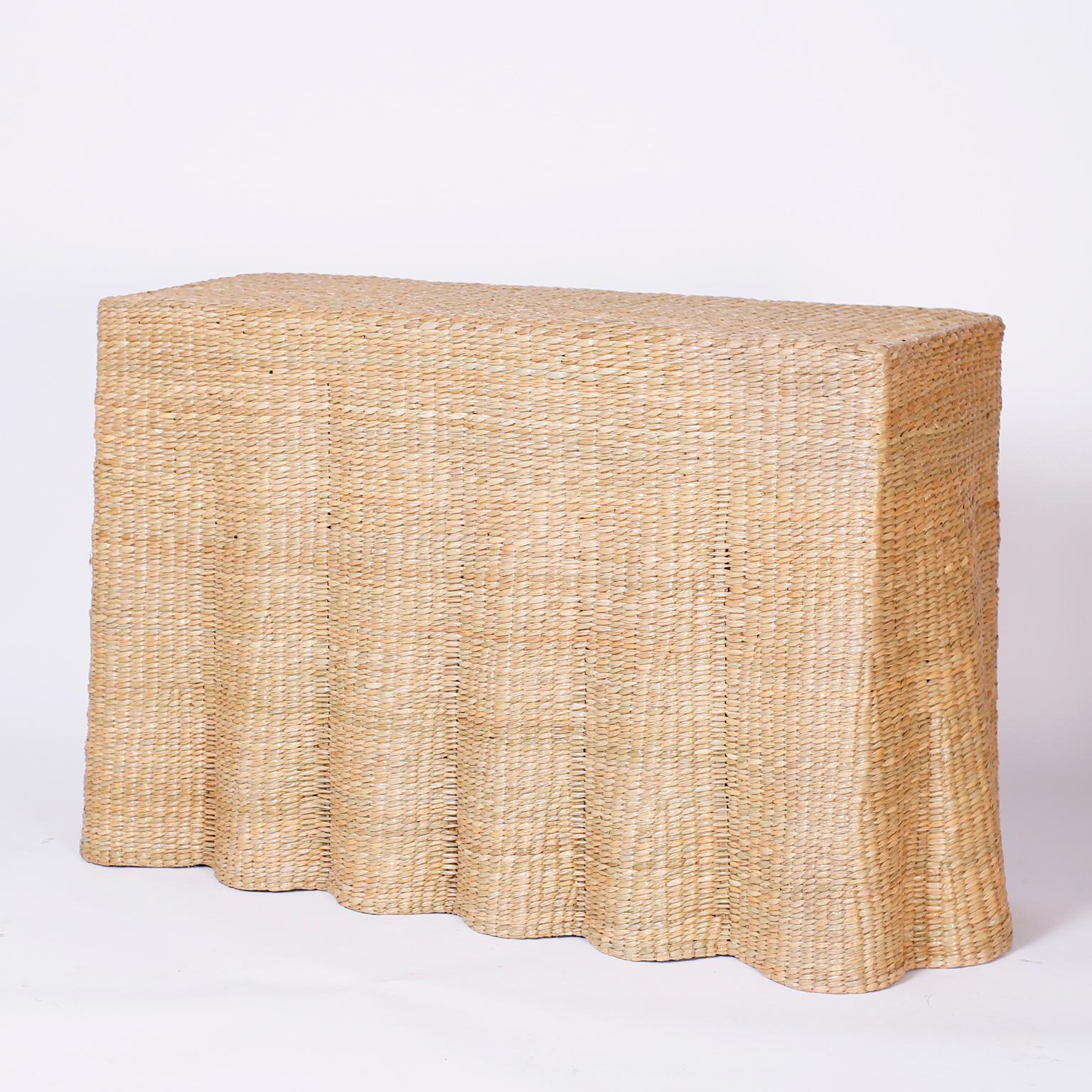 Mexican Wicker Drapery Ghost Console from the FS Flores Collection