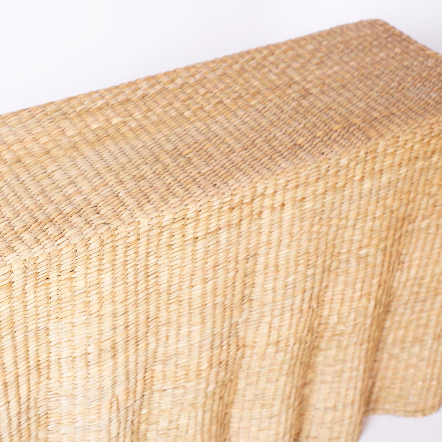 Hand-Woven Wicker Drapery Ghost Console from the FS Flores Collection