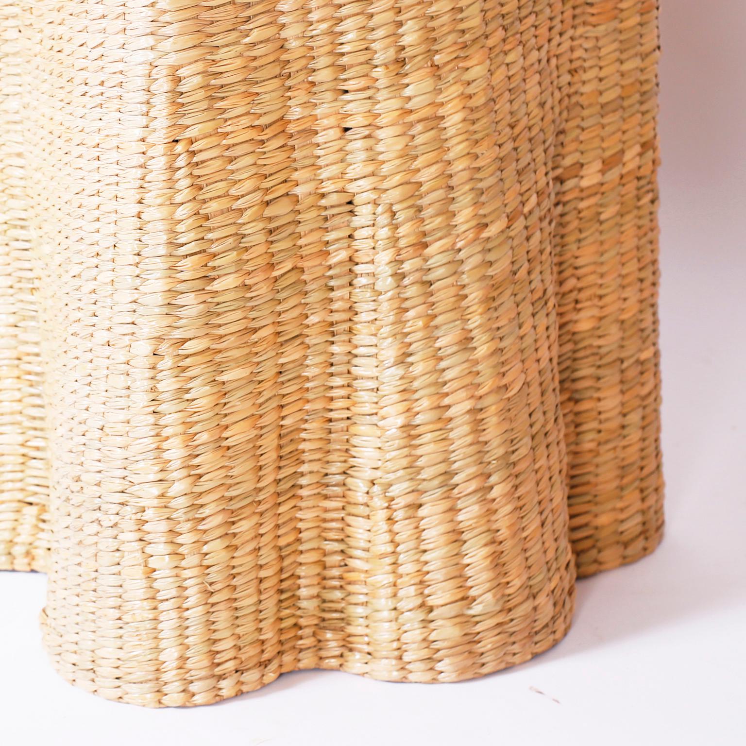 Contemporary Wicker Drapery Ghost Console from the FS Flores Collection