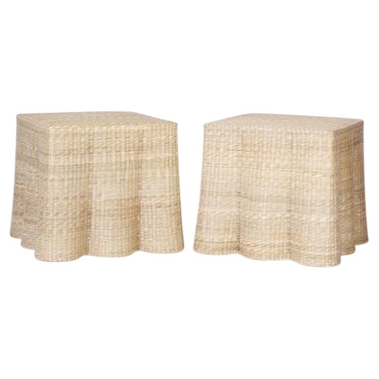 Wicker Drapery Ghost End Tables