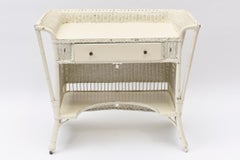 Wicker Early 20th Century Winged Top Desk with Drawer and Lower Shelf
