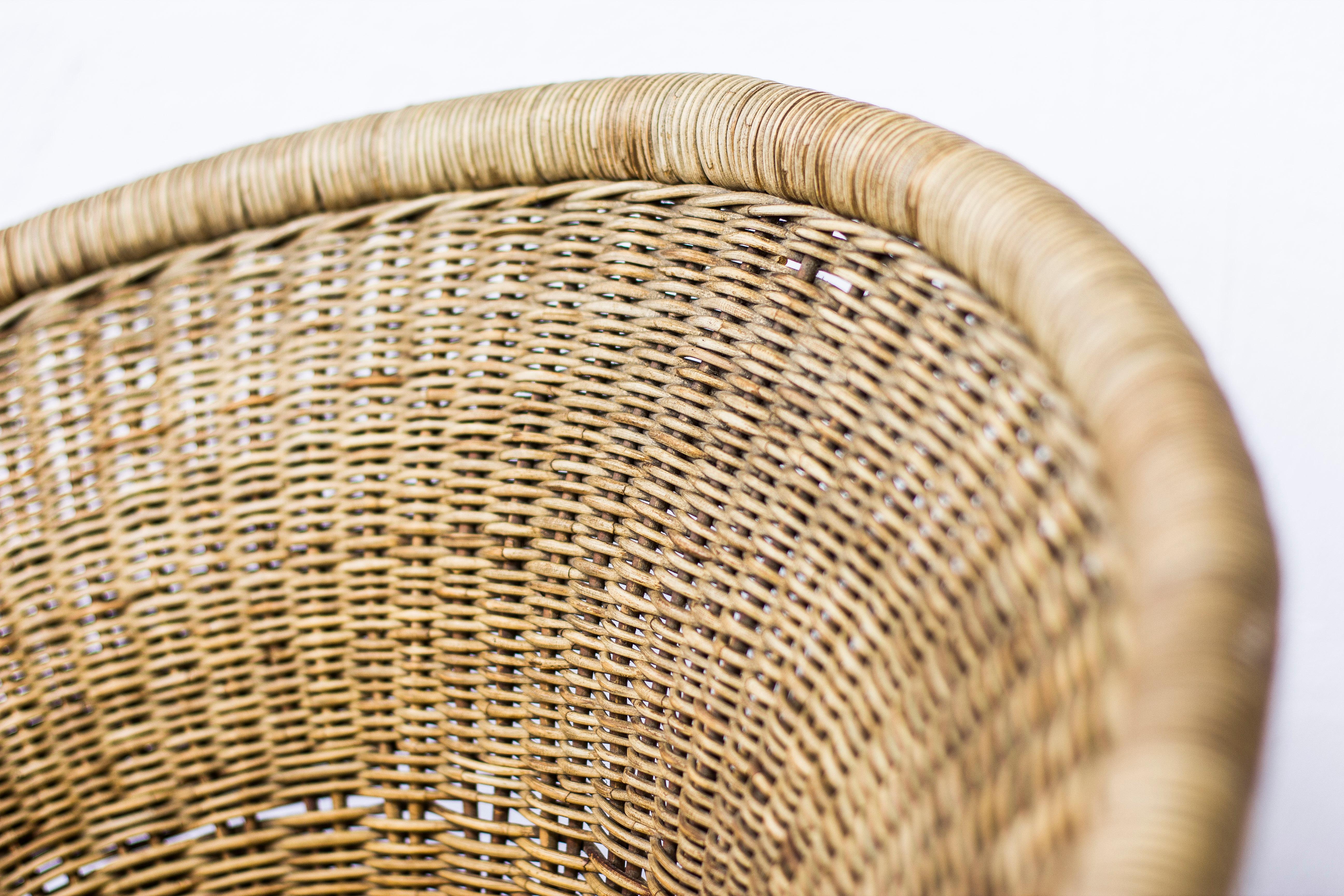 Swedish Wicker Easy Chair by Sven Staaf, Staaf & Almgren, Sweden, 1950s For Sale