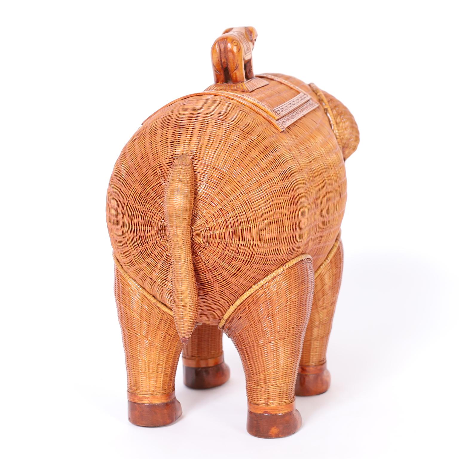 Chinese Wicker Elephant Box For Sale