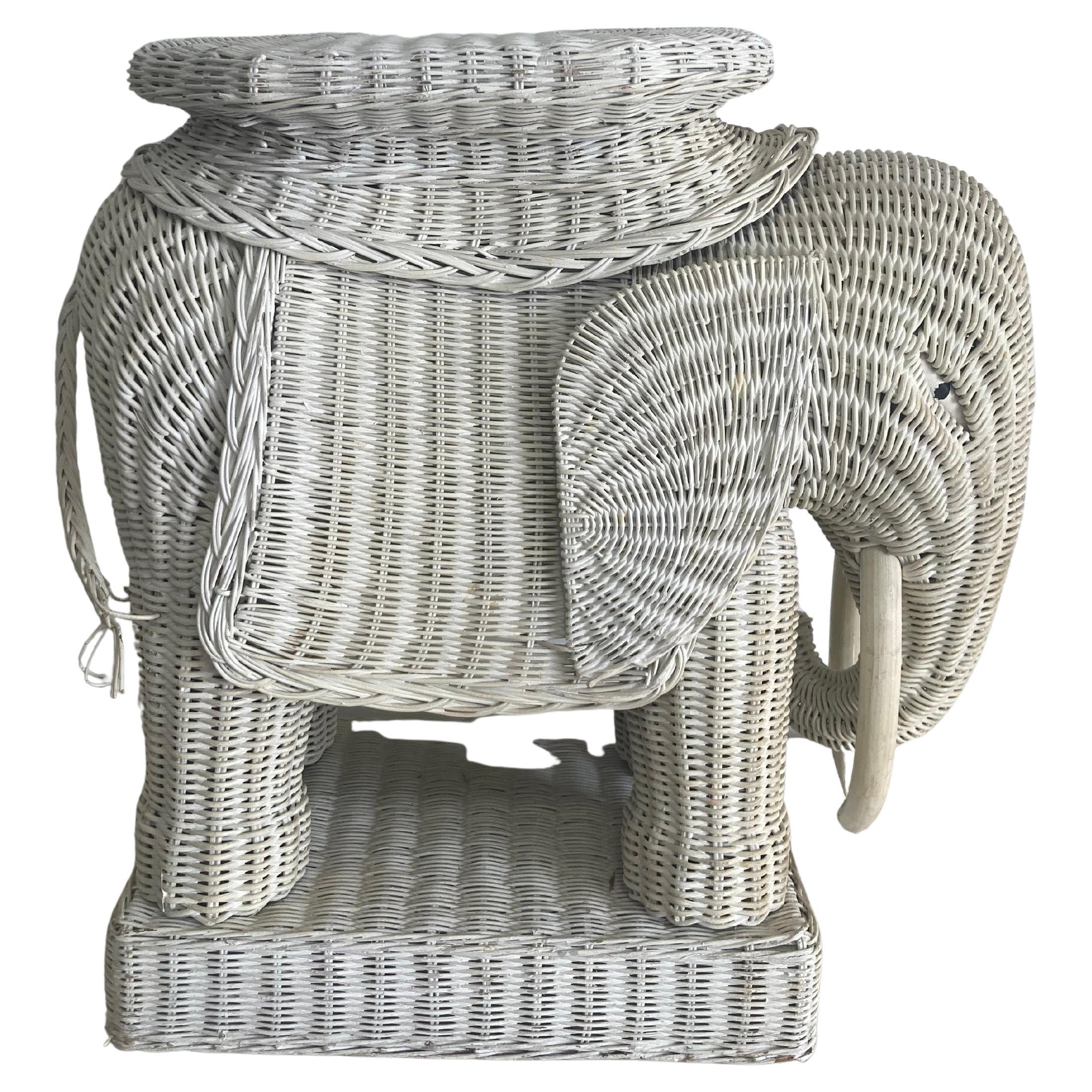 Wicker Elephant Cocktail Table For Sale