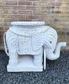 Wicker Elephant Garden Stool, Plant Stand