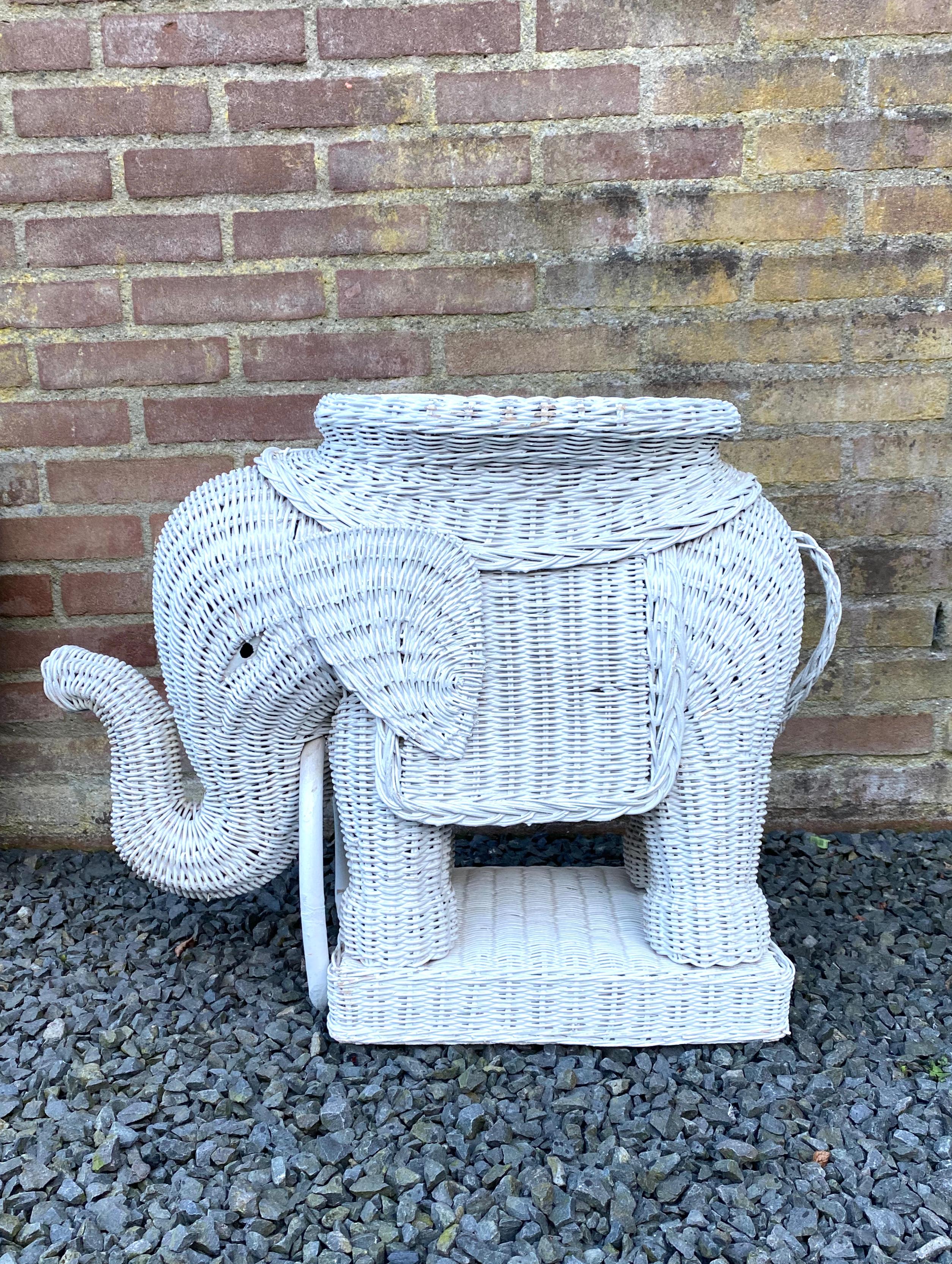 wicker elephant planter