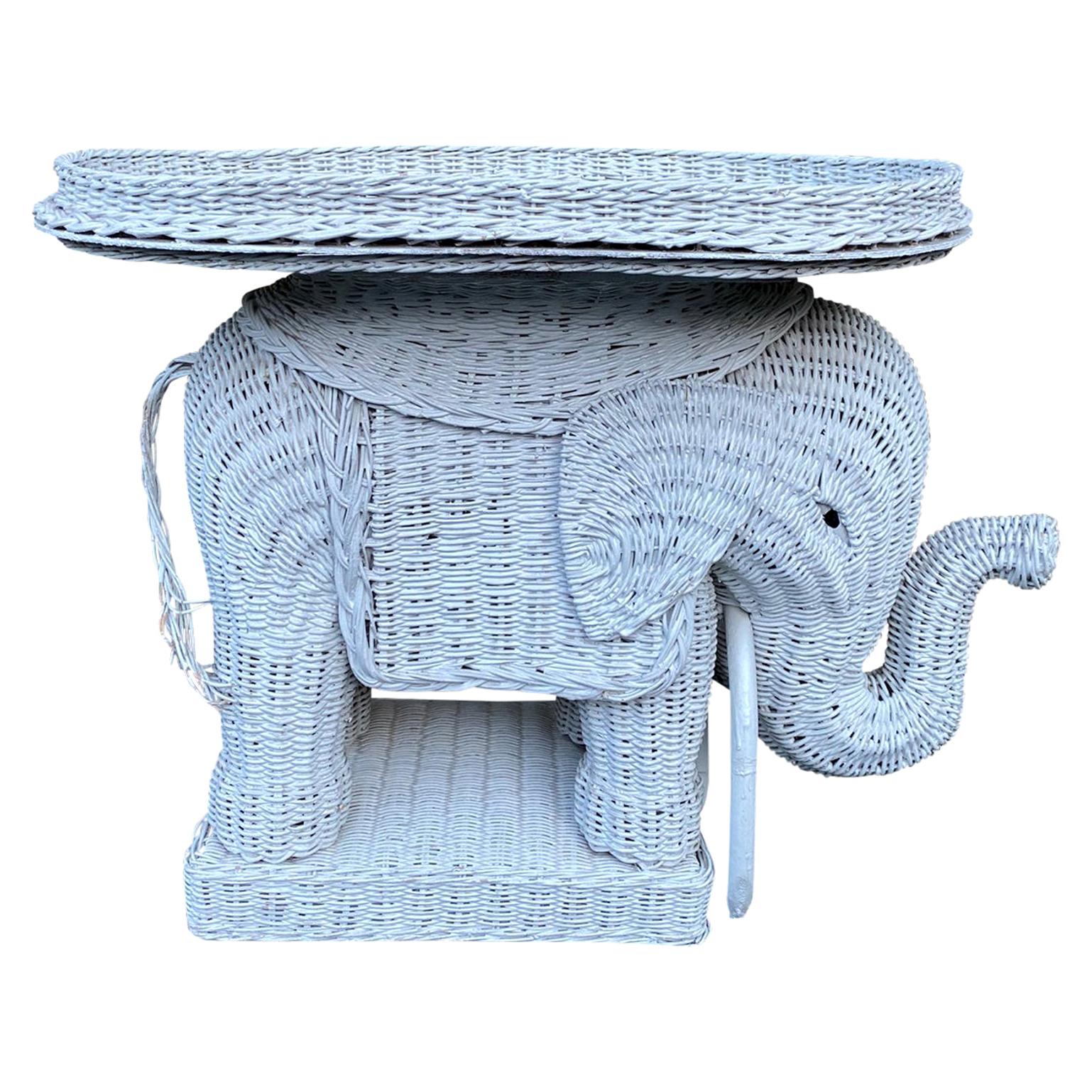 Wicker Elephant Garden Stool, Plant Stand For Sale at 1stDibs