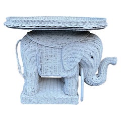 Retro Wicker Elephant Garden Stool, Plant Stand